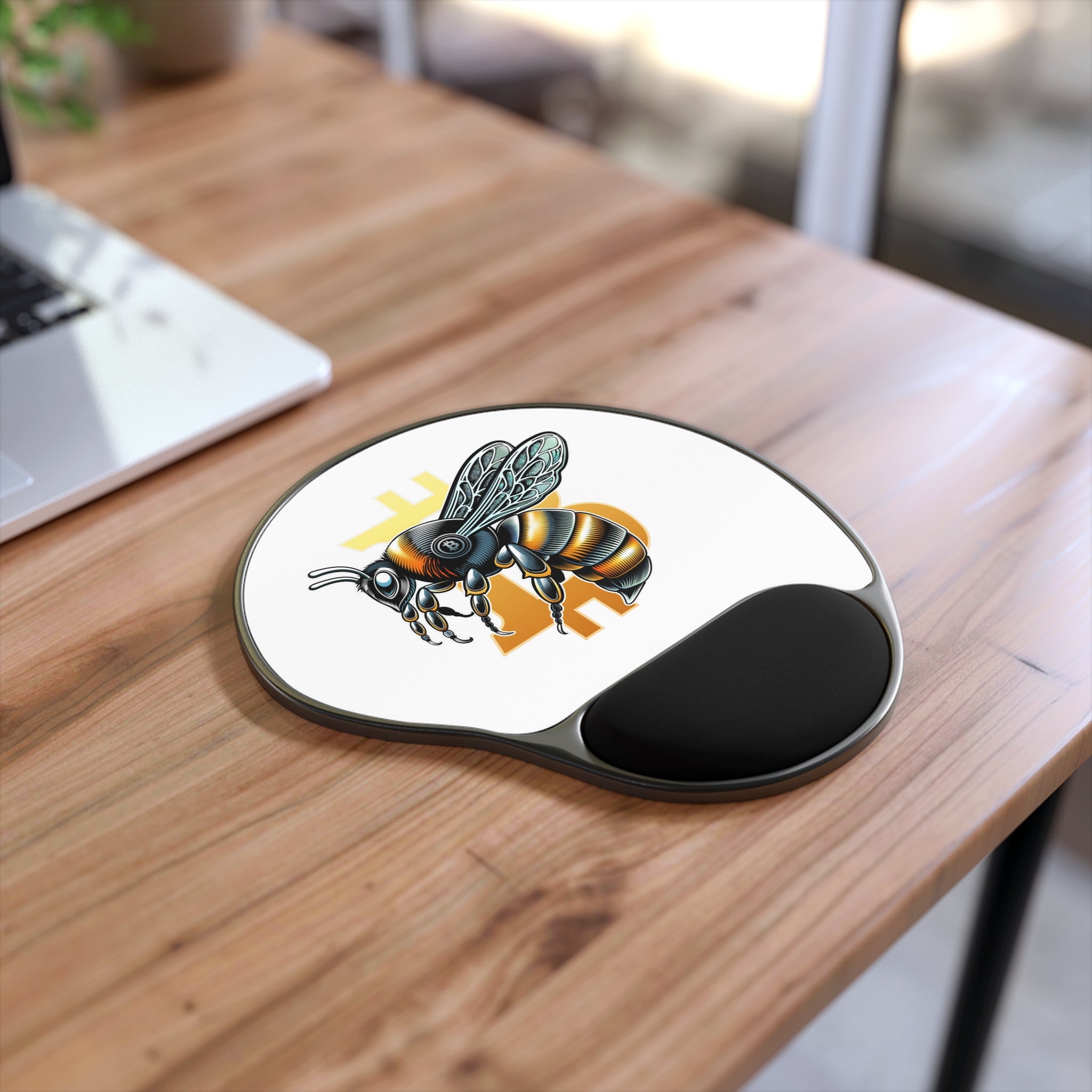 Bitcoin-Wasp Mouse Pad with Wrist Rest — Desk Pad | Crypto Gift