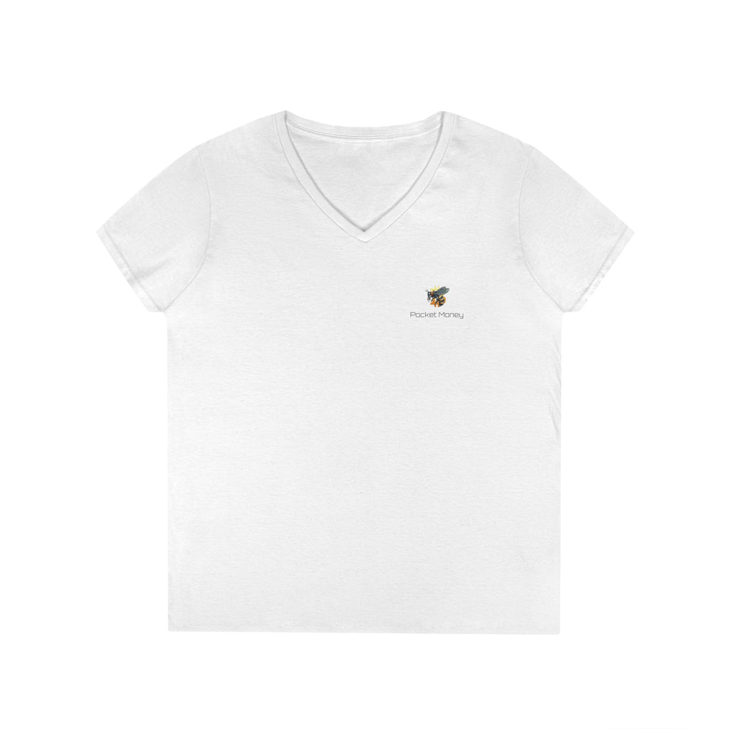 Bitcoin/Cypher Hornet - Pocket Money - Ladies V-Neck Tee - Funny Retro Text | Crypto Gift 120b