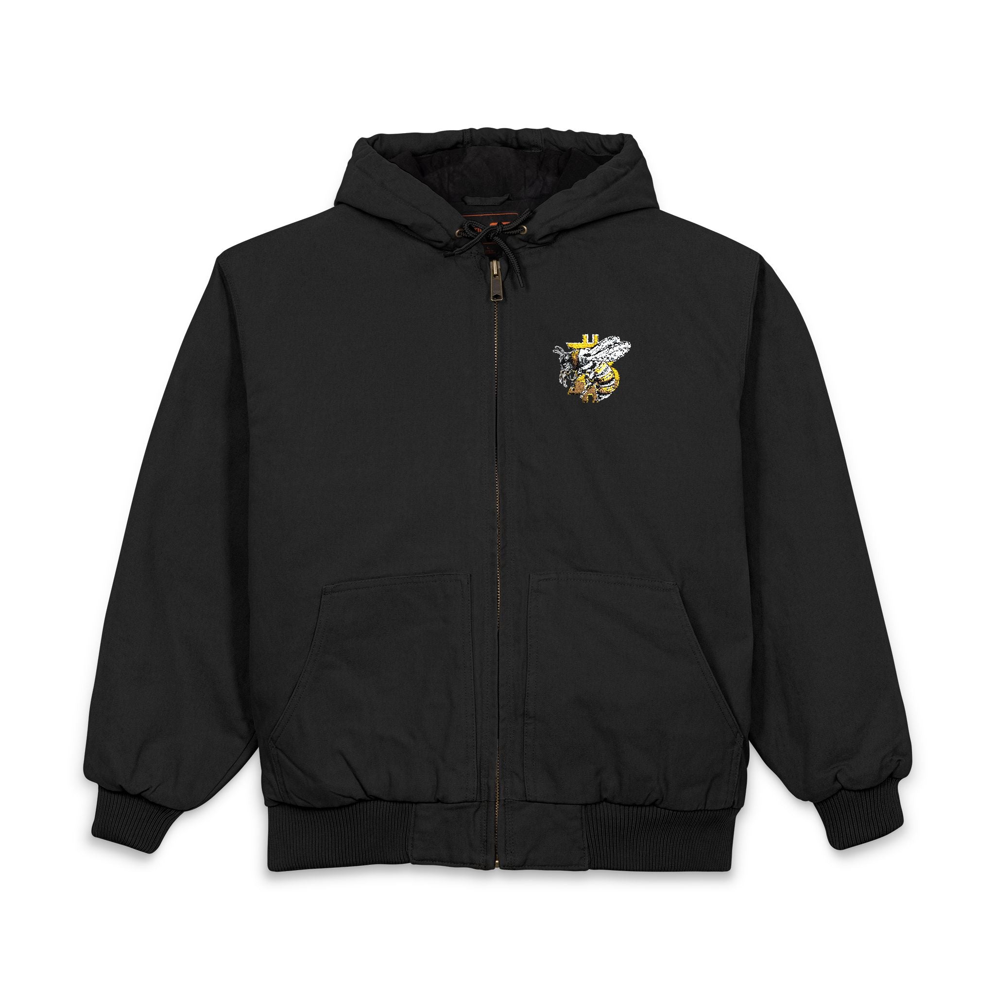 "CypherHornet-Bitcoin" Embroidered Work Jacket — CornerStone Duck Cloth Hooded Coat | Crypto Gift