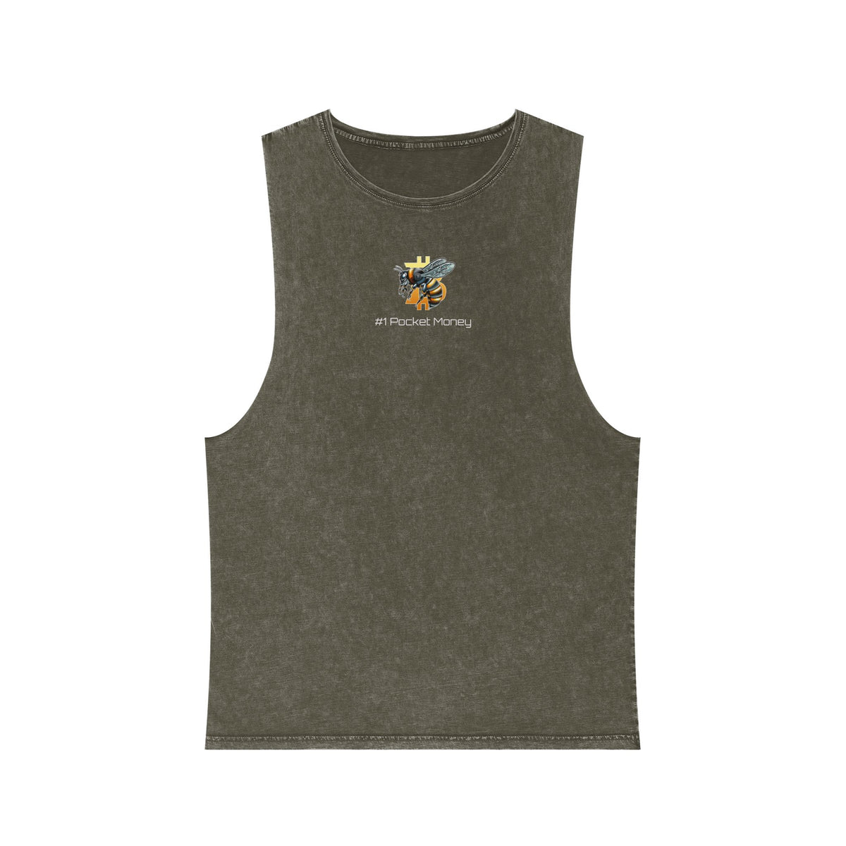 Bitcoin/CypherHornet Bold Logo - #1 Pocket Money" - Unisex Moon Harbor Stonewash Deep Underarm Tank Top | Crypto Gift 13