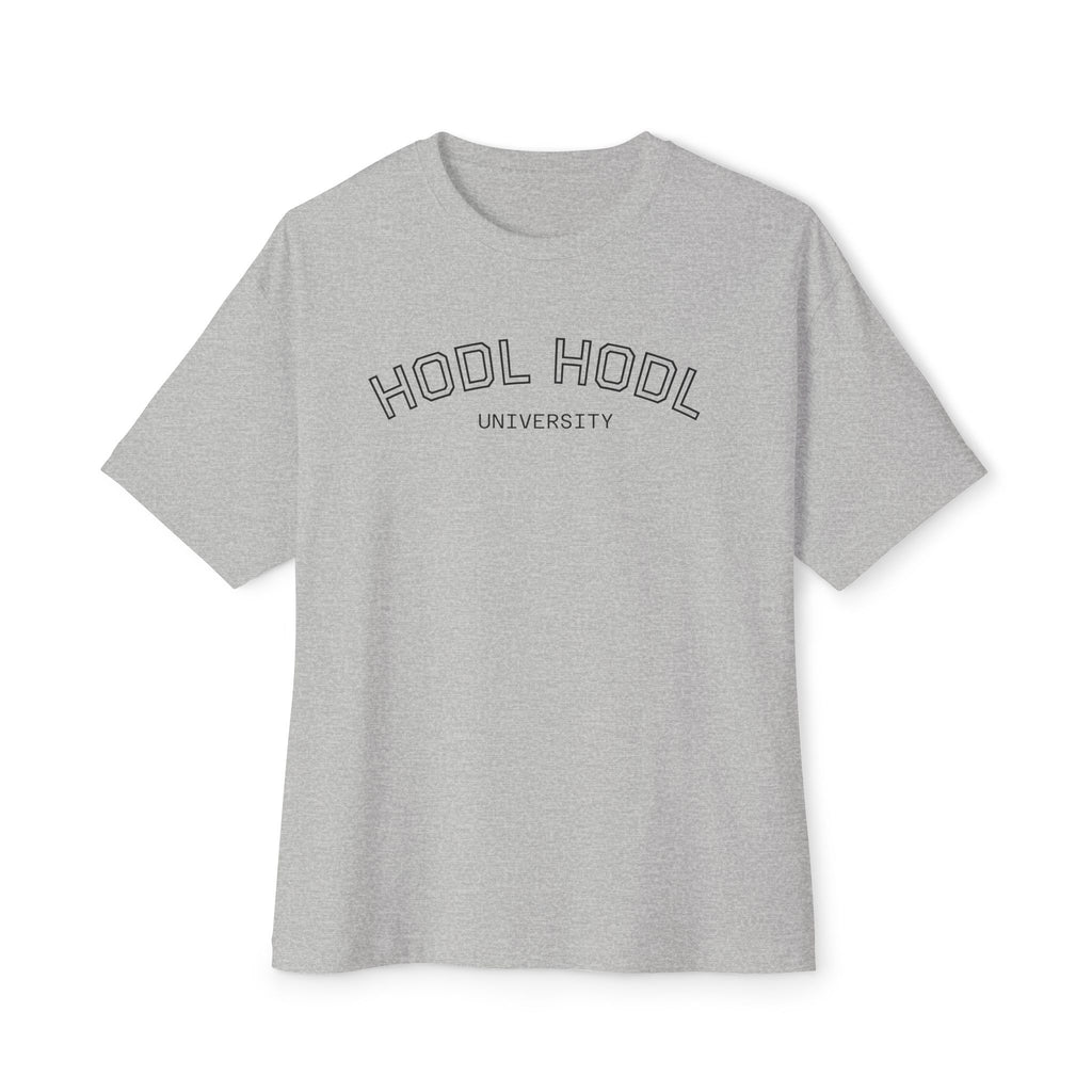 "HODL HODL" University BITCOIN Tee — Oversized Boxy Graphic | Crypto Gift