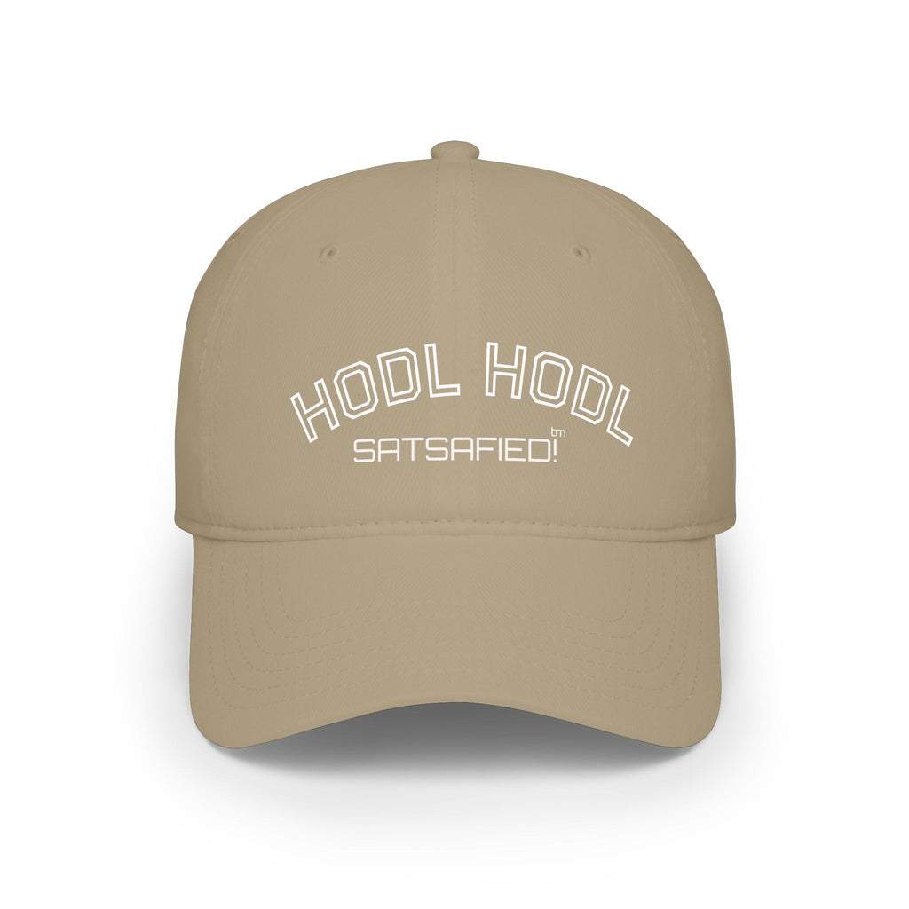 "HODL HODL SATSAFIED" Bitcoin Baseball Cap — Crypto Investor Low Profile Hat | Crypto Gift