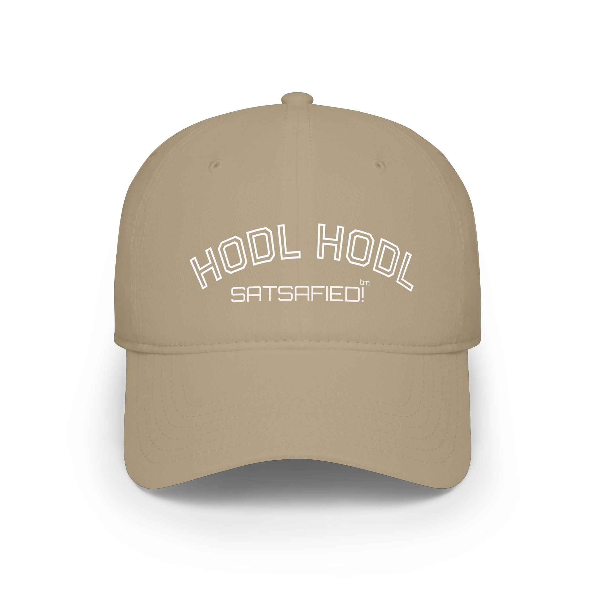 "HODL HODL SATSAFIED" Bitcoin Baseball Cap — Crypto Investor Low Profile Hat | Crypto Gift