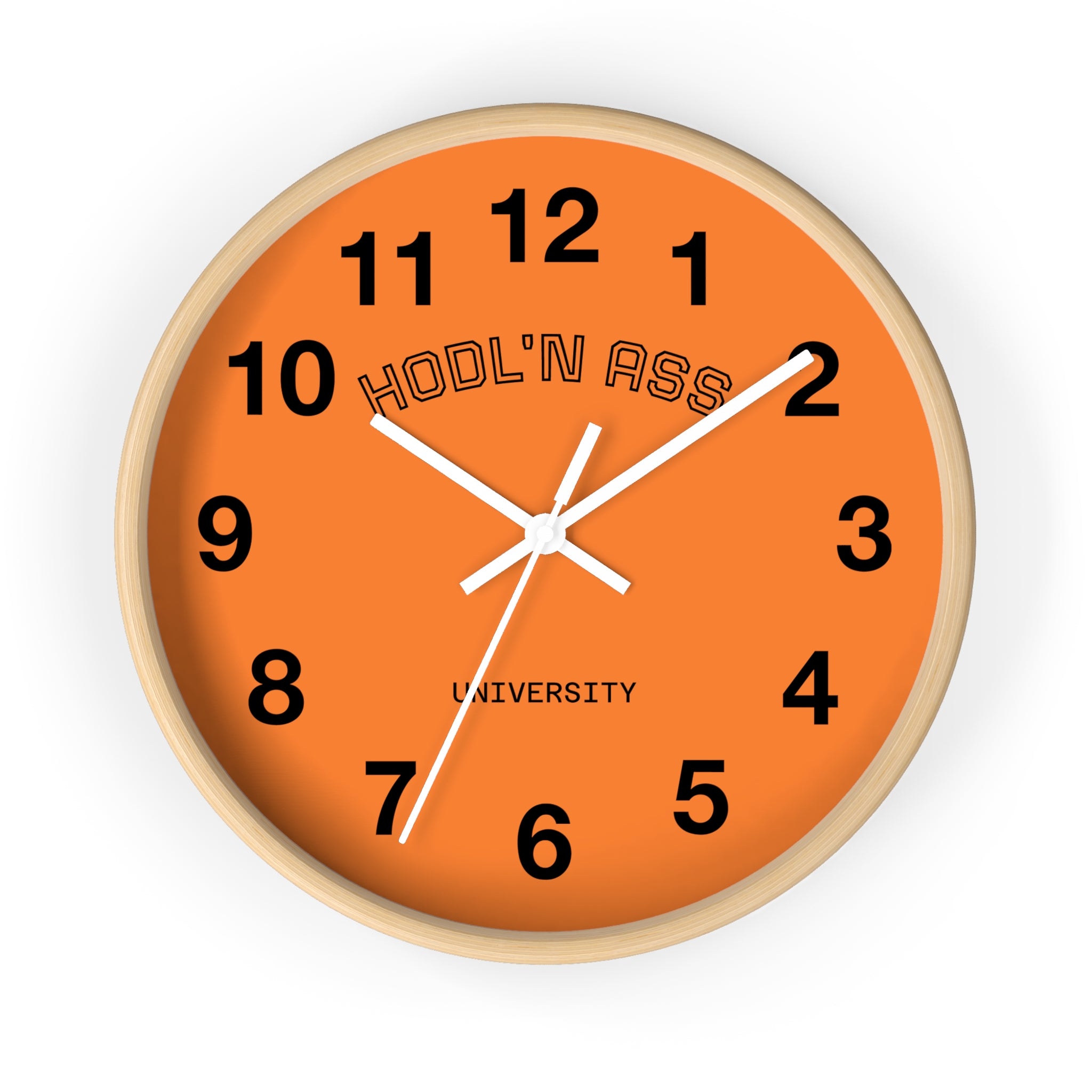 "HODL'N ASS University" Bitcoin Themed Orange Wall Clock | Crypto Gift