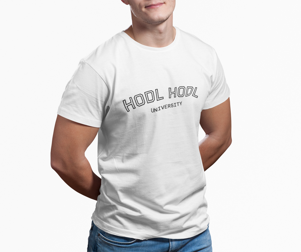 "HODL HODL" University BITCOIN T-Shirt — Crypto HODL Funny College Tee | Crypto Gift