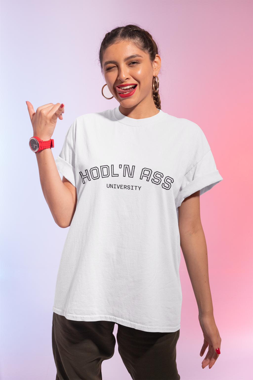 "HODL'N ASS" University BITCOIN Tee — Oversized Boxy Graphic | Crypto Gift
