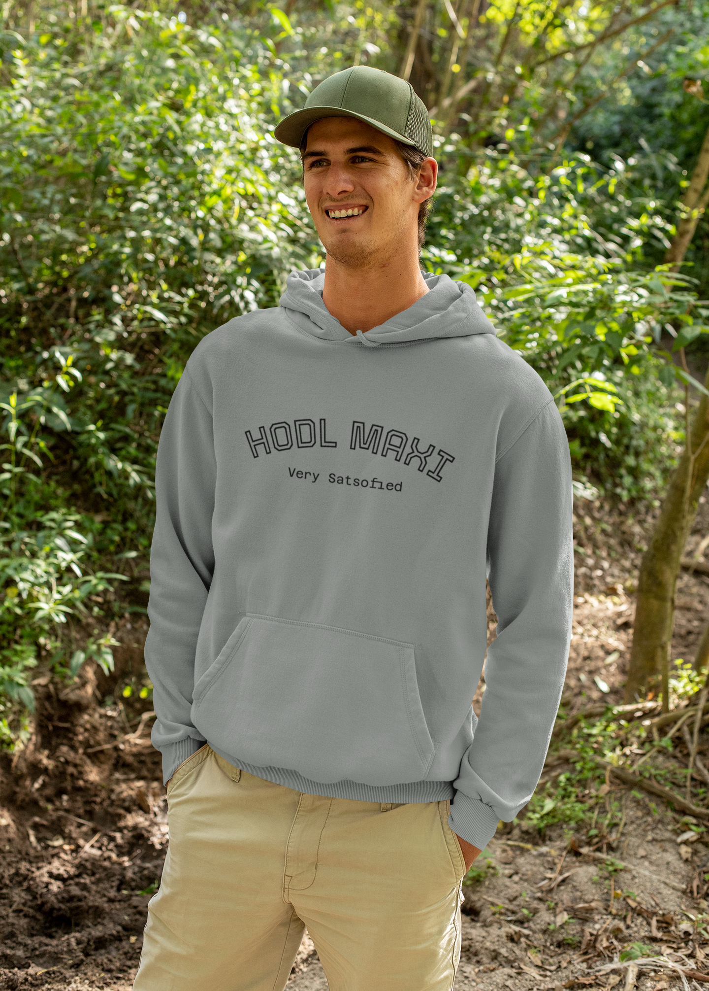 HODL MAXI - Very Satsofied - High Quaiity Hoodie - Vintage Collegiate Garment- Dyed Pullover