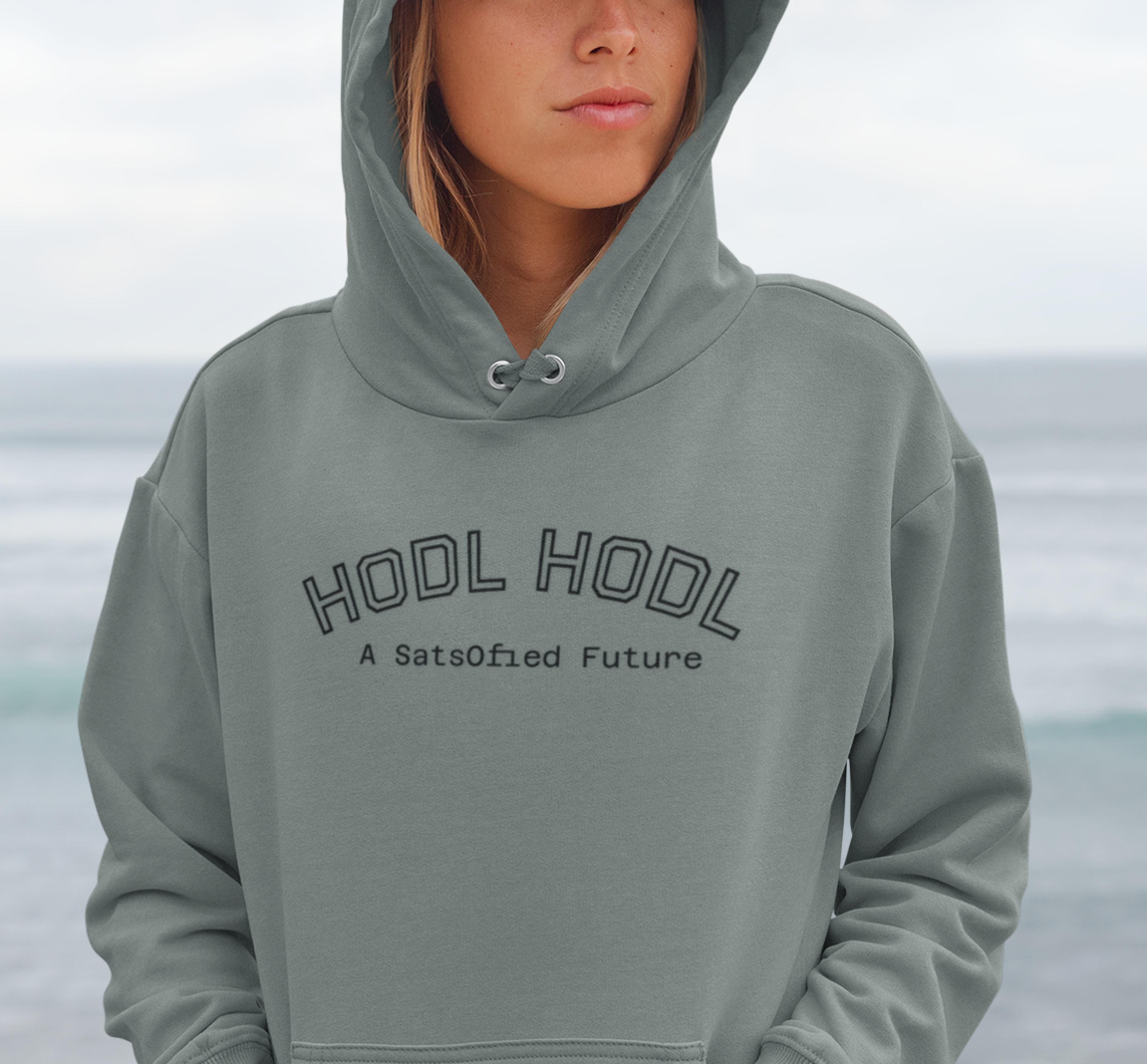 "HODL HODL A SatsOfied Future" -  Bitcoin Vintage Campus Garment-Dyed Pullover | Crypto Gift