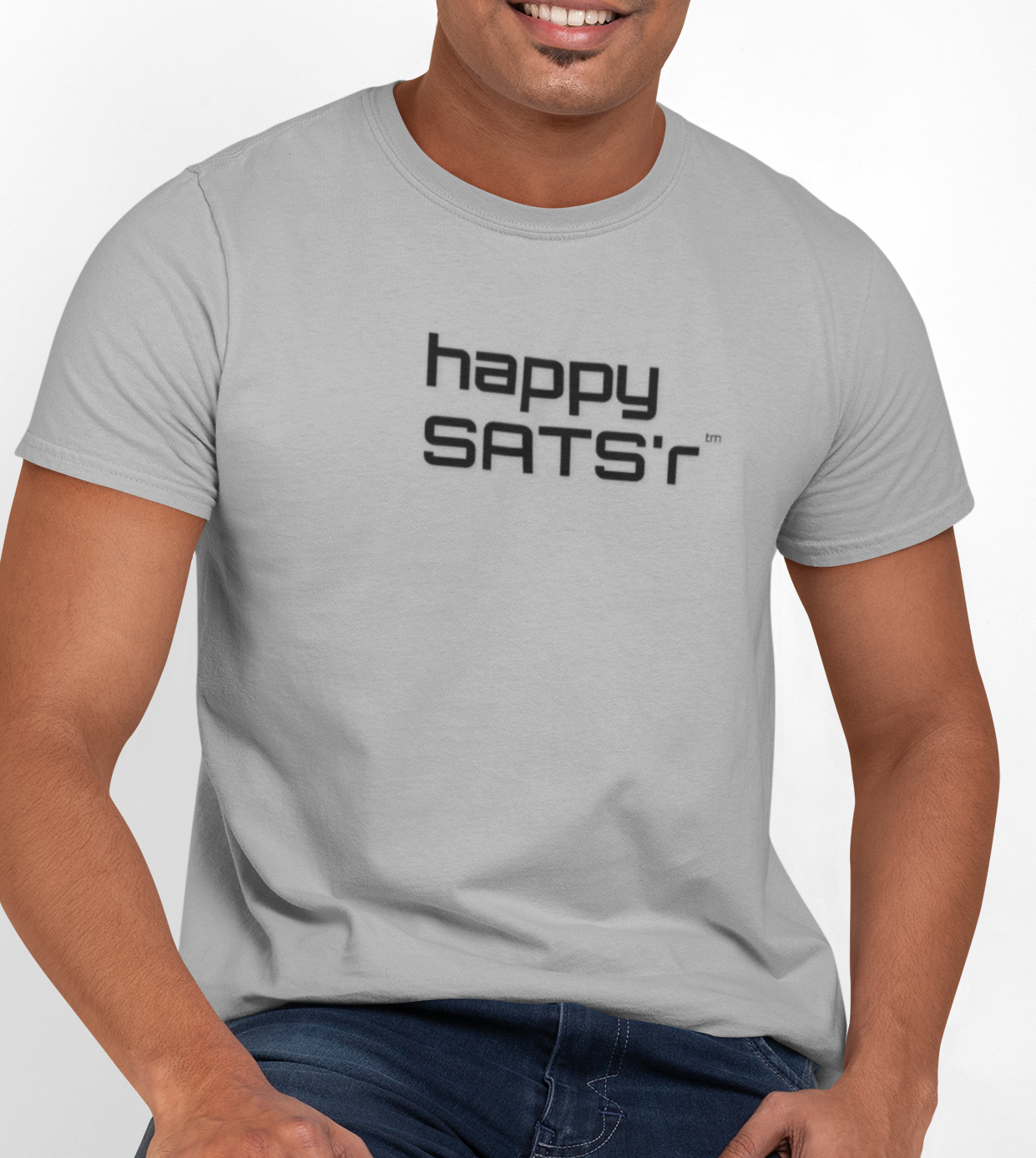 happy SATS'r -  Bitcoin High Quality Graphic Tee |  Unisex 4 Color Choice - Minimal Athletic T-Shirt | Crypto Gift