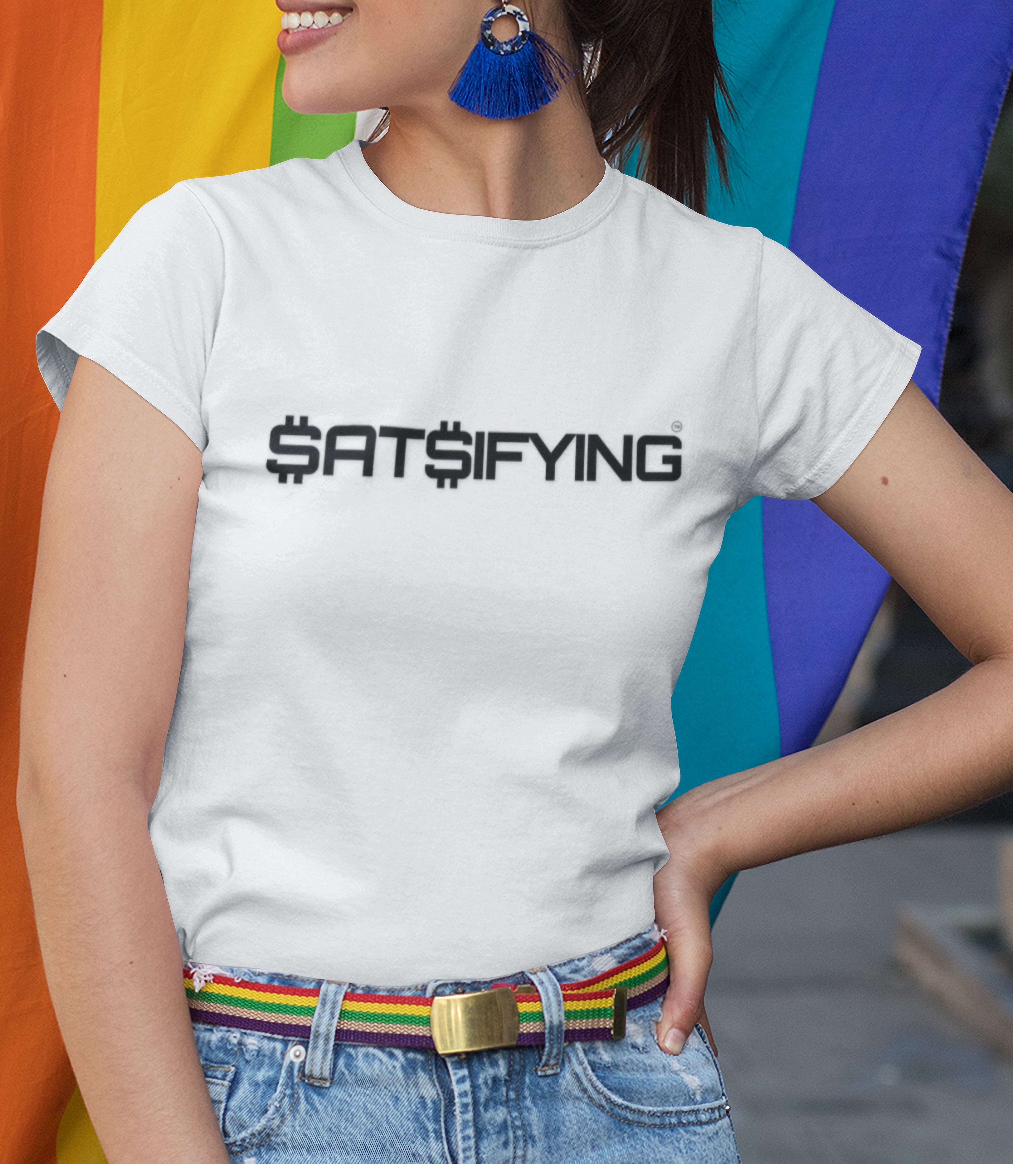 SATSIFYING Minimalist Black Font Graphic Tee - Futuristic Tech Typography T-Shirt | Crypto Gift 92