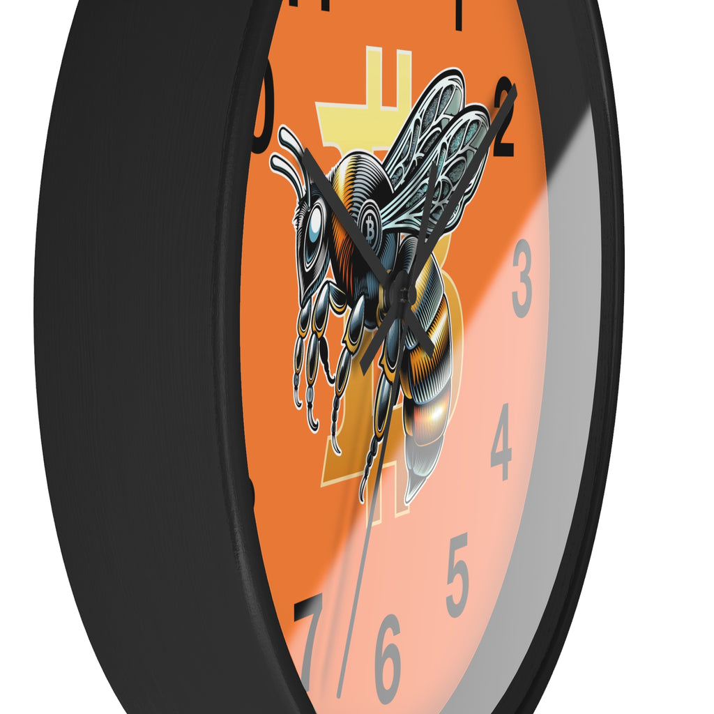 Bitcoin CypherHornet * Wall Clock - Retro Orange Crypto Bee Clock with Black Arms for Home & Office | Crypto Gift 203