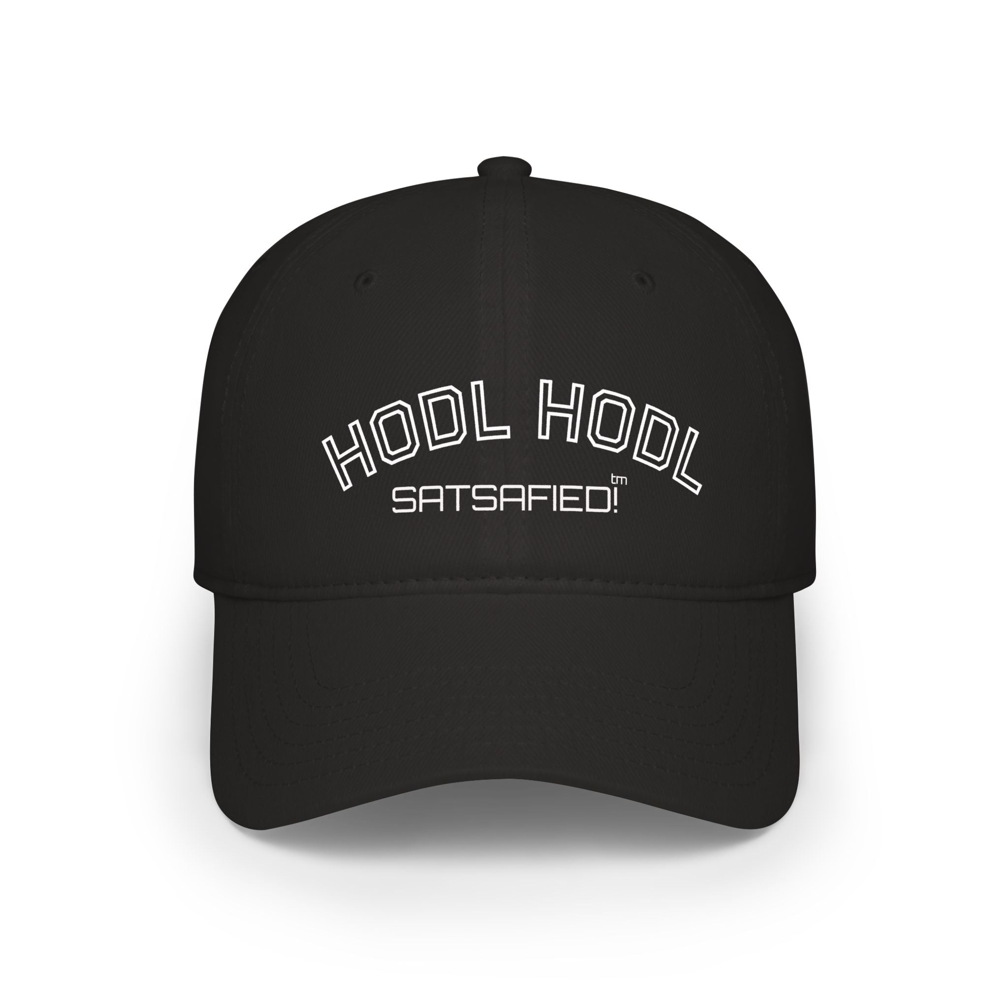 "HODL HODL SATSAFIED" Bitcoin Baseball Cap — Crypto Investor Low Profile Hat | Crypto Gift