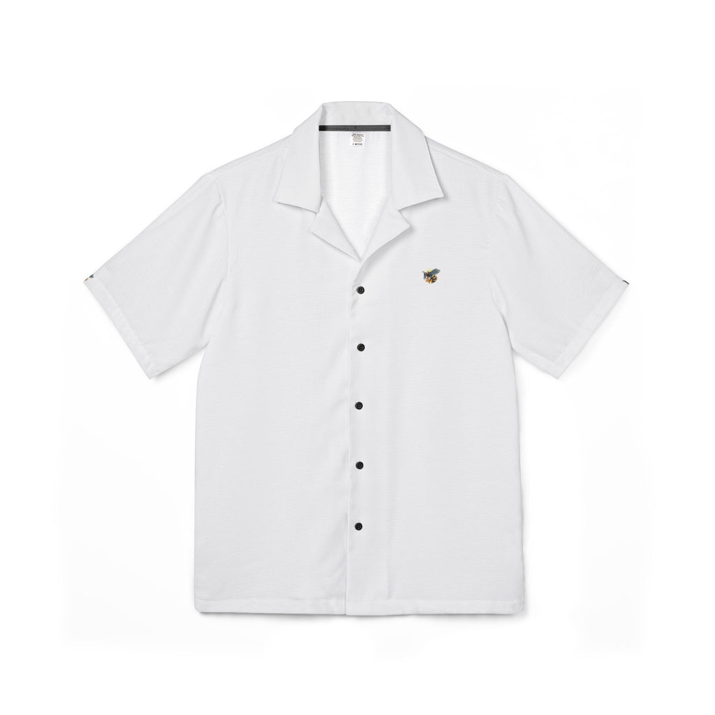 CypherHornet/Bitcoin Logo Men's Hawaiian Camp Shirt - Classic White Tropical Button-Up