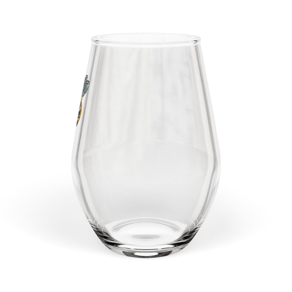 "Bitcoin/CypherHornet"  - Stemless Wine Glass - Vintage Campus Design, 11.75 oz  | Crypto Gift 243