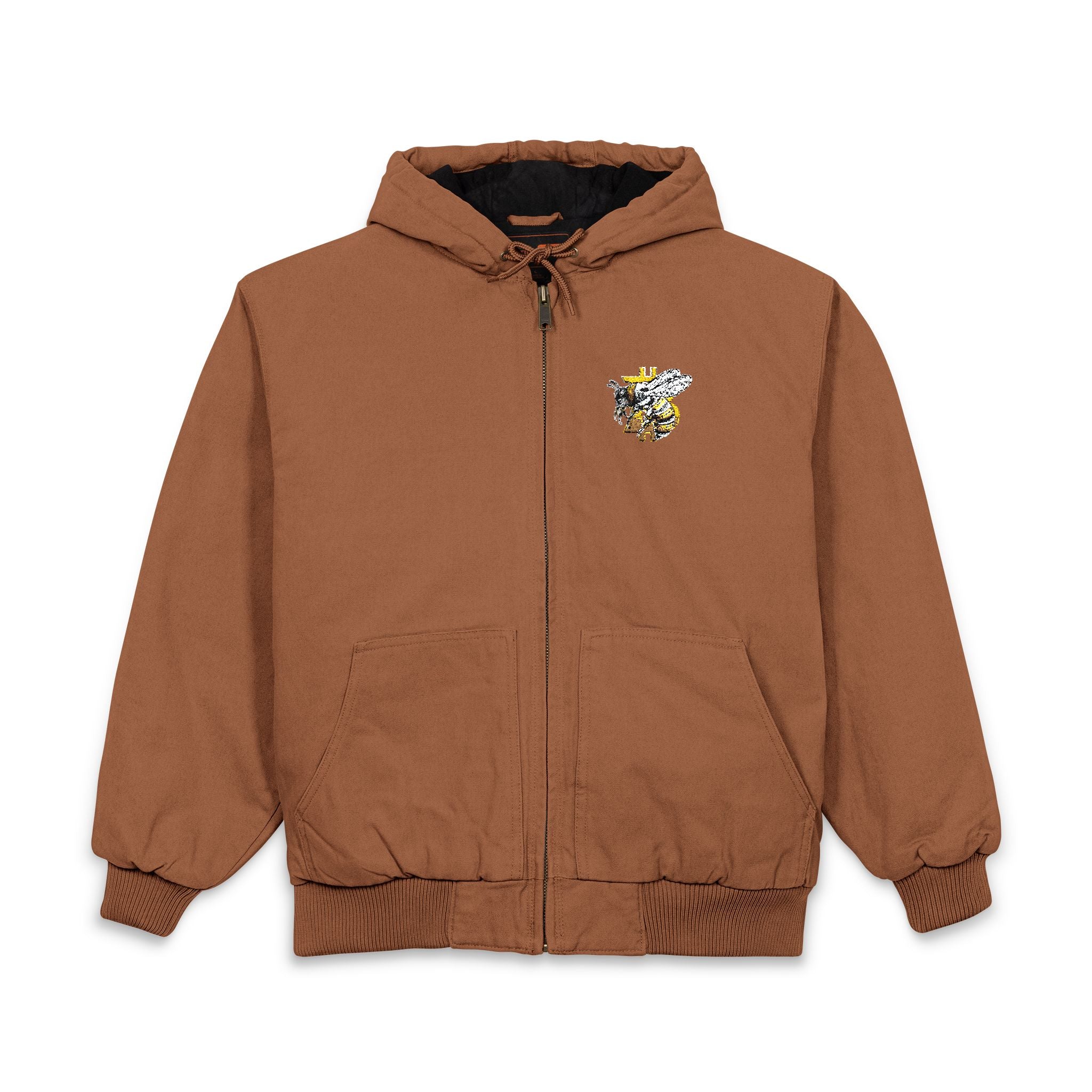 "CypherHornet-Bitcoin" Embroidered Work Jacket — CornerStone Duck Cloth Hooded Coat | Crypto Gift