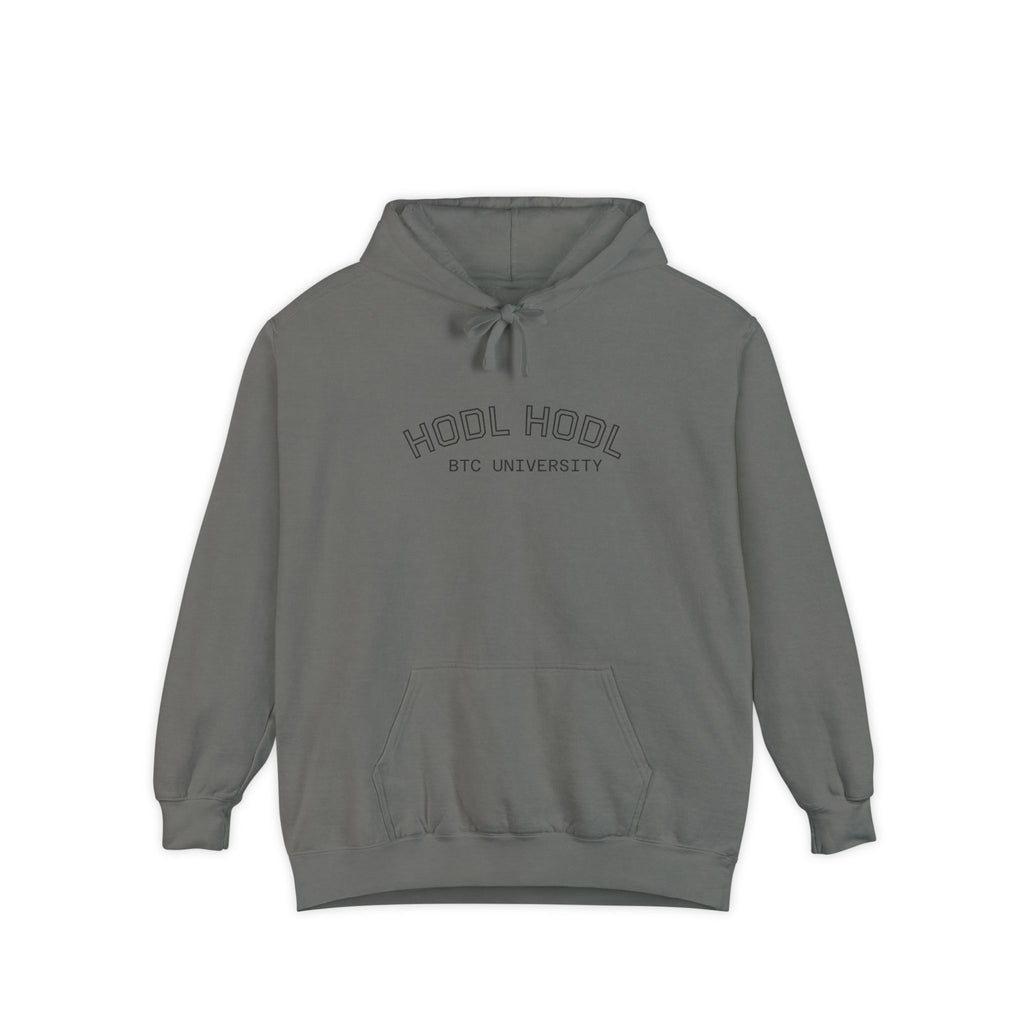 "HODL HODL . BTC University ." High Quaiity Comfort Colors Hoodie - Vintage Collegiate Garment- Dyed Pullover | Crypto Gift 53