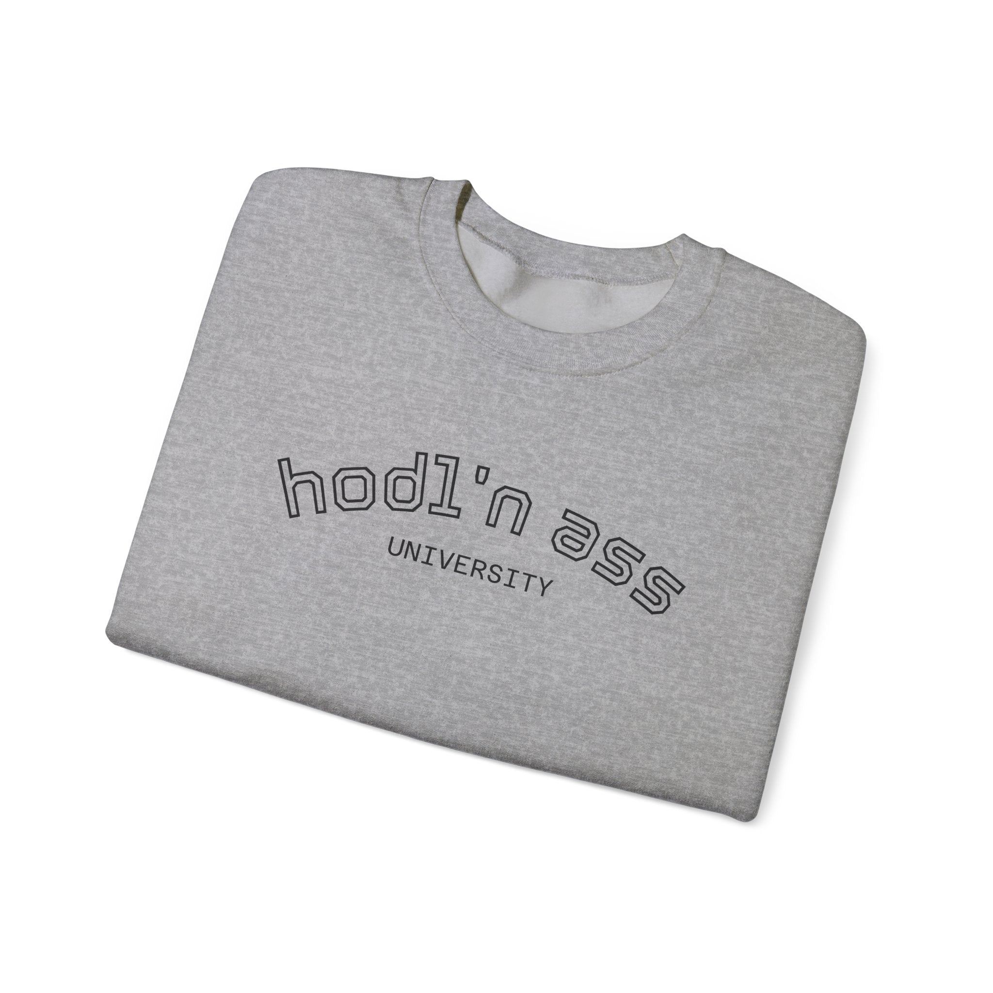 "hodl'n ass University" BITCOIN Sweatshirt — Crypto Humor Crewneck | Crypto Gift