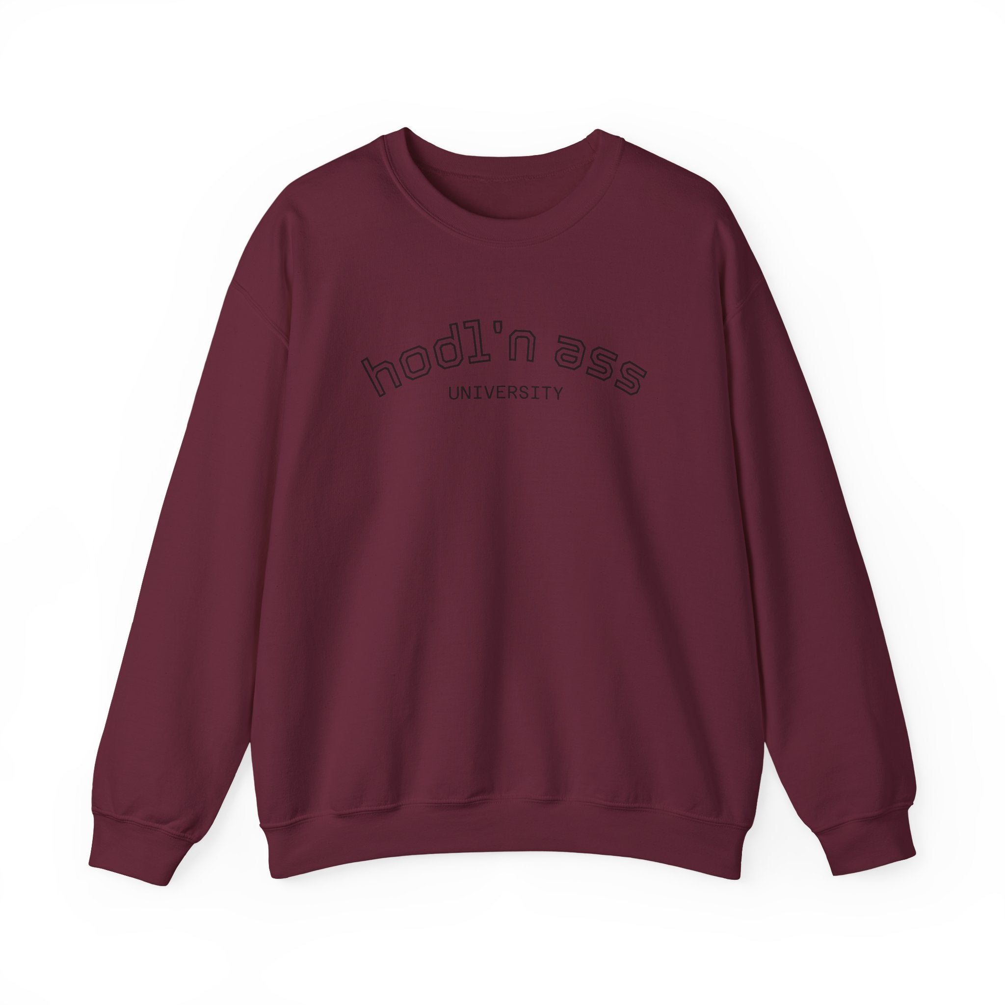 "hodl'n ass University" BITCOIN Sweatshirt — Crypto Humor Crewneck | Crypto Gift