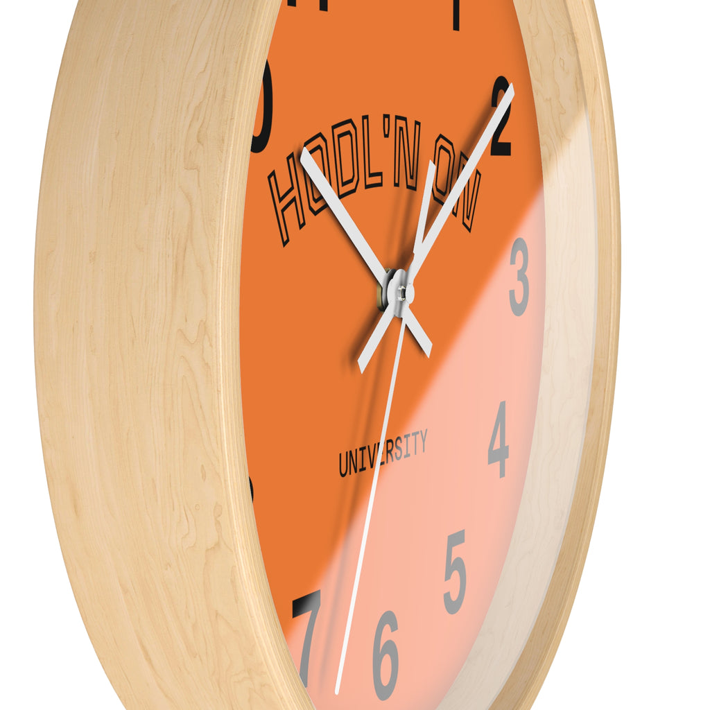 HODL'N ON Orange Wall Clock — Crypto-Inspired Decorative Clock for Traders & Fans