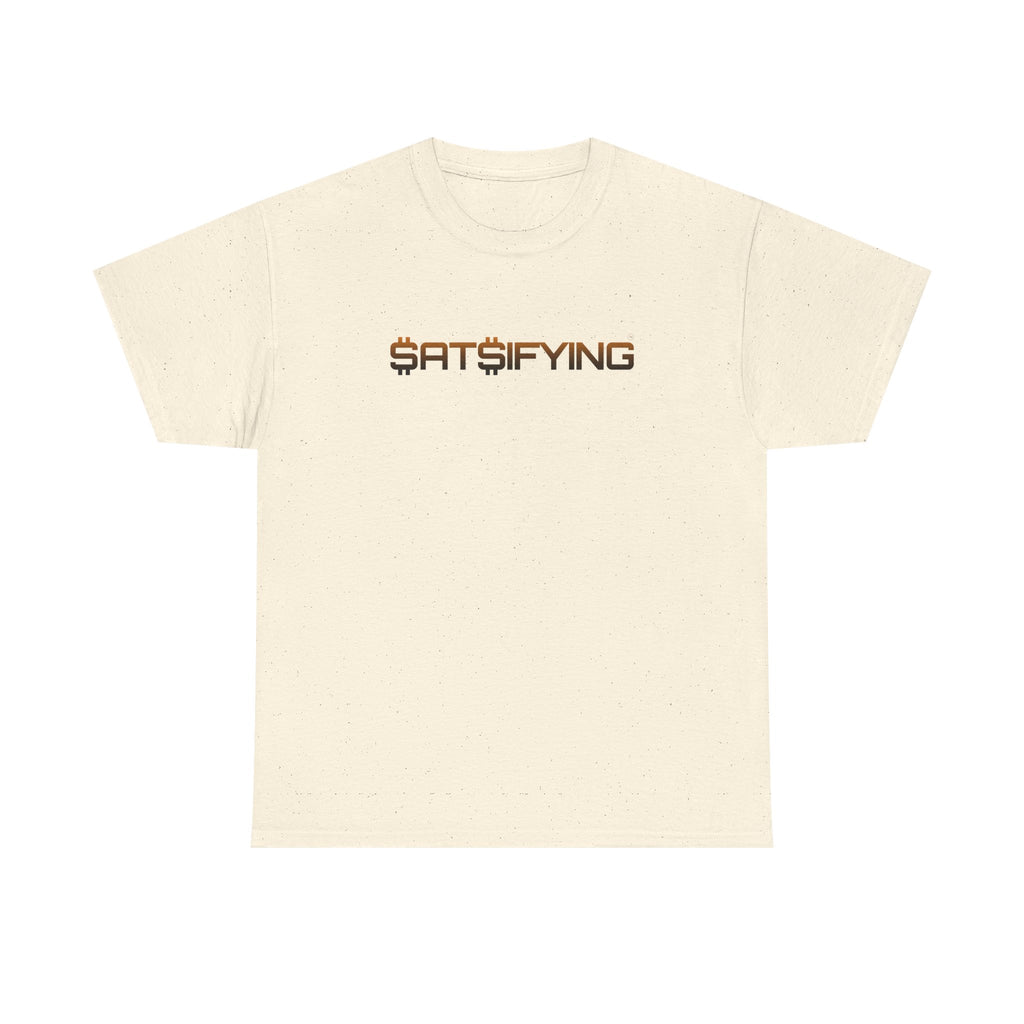SATSIFYING Minimalist Graphic Bleed Tee — Sassy Futuristic Tech Typography T-Shirt | Crypto Gift 93