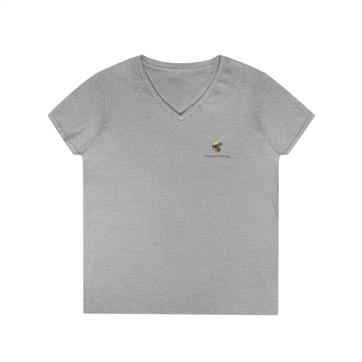 Bitcoin/Cypher Hornet - Pocket Money - Ladies V-Neck Tee - Funny Retro Text | Crypto Gift 120b