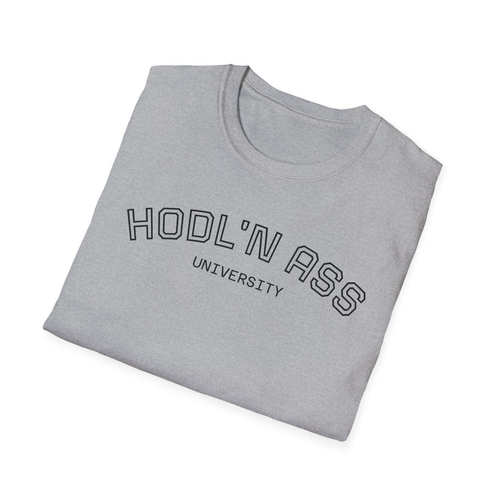 "HODL'N ASS" University BITCOIN T-Shirt — Crypto HODL Funny College Tee | Crypto Gift