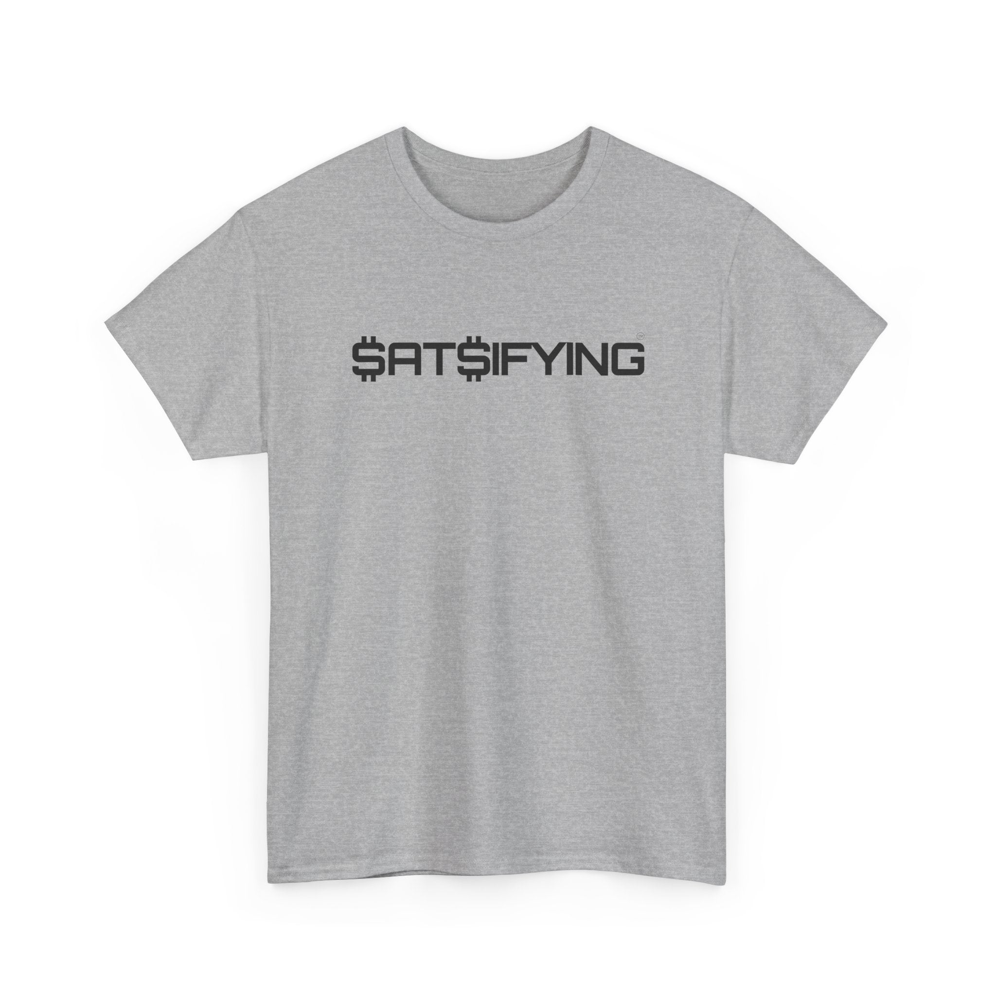 SATSIFYING Minimalist Black Font Graphic Tee - Futuristic Tech Typography T-Shirt | Crypto Gift 92