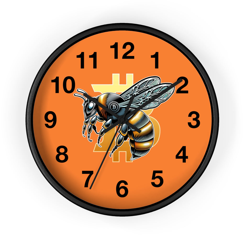 Bitcoin CypherHornet * Wall Clock - Retro Orange Crypto Bee Clock with Black Arms for Home & Office | Crypto Gift 203