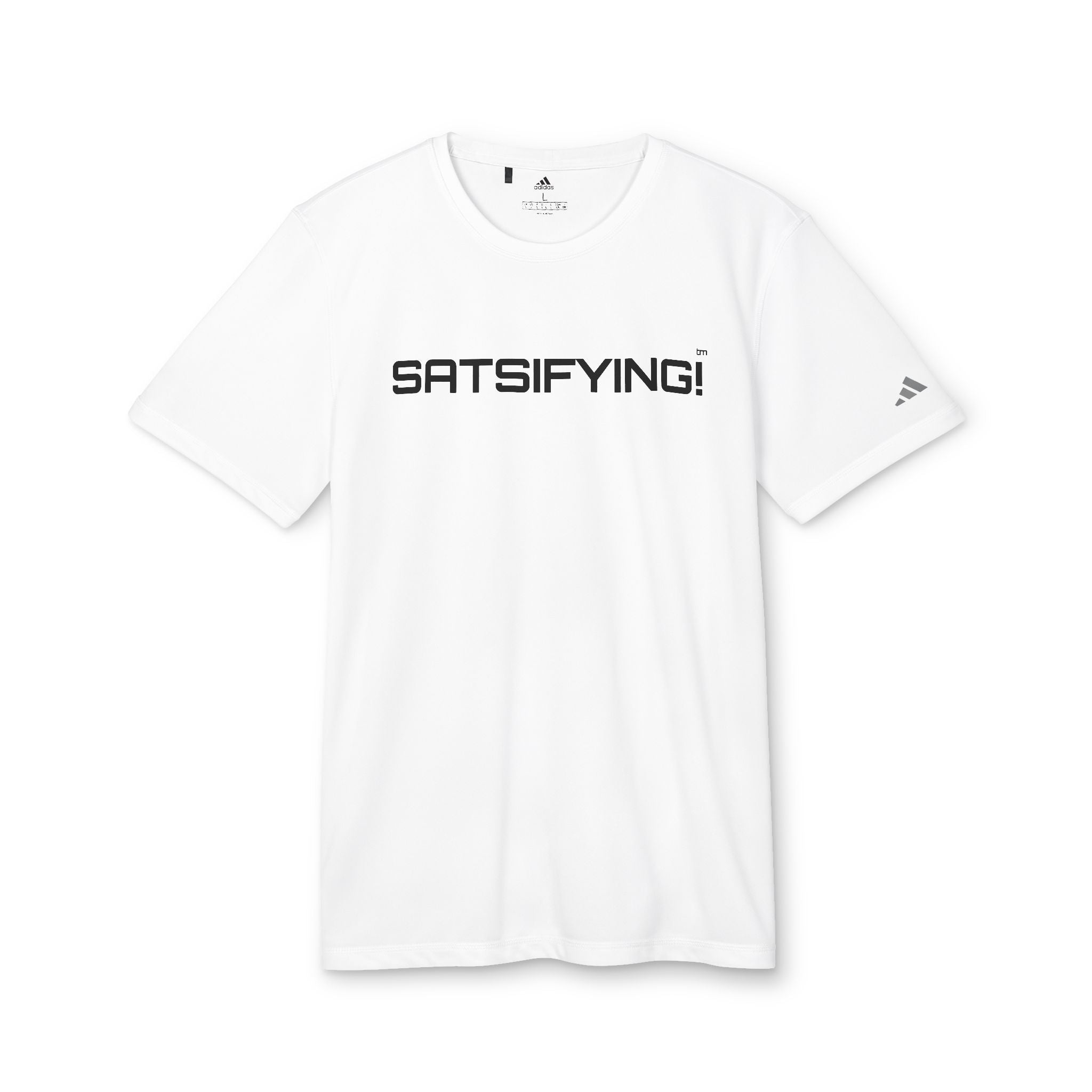 SATSIFYING! Bitcoin Adidas Graphic Tee - Unisex 4 color Minimal Athletic T-Shirt | Crypto Gift