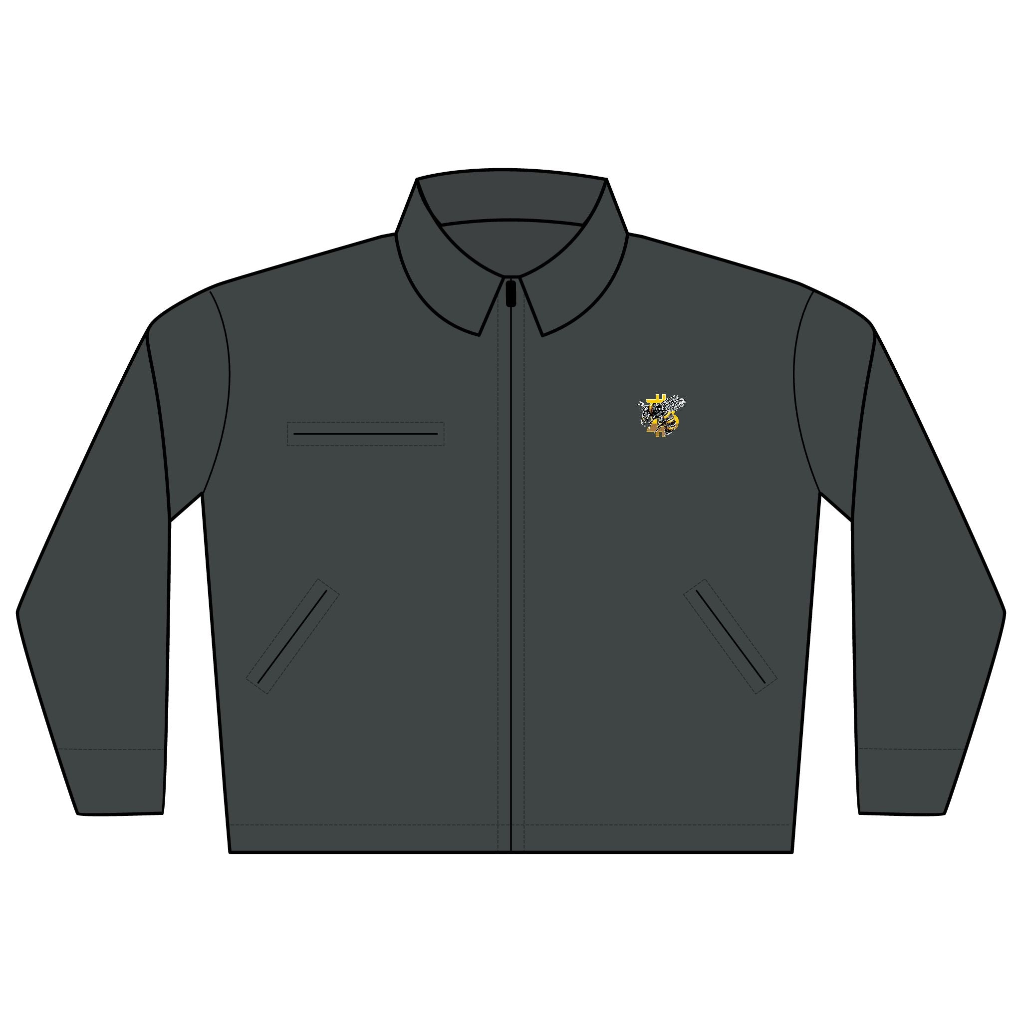 "B*WASP" Bitcoin Embroidered Work Jacket with Yellow Jacket Logo — Durable Duck Cloth Work Coat