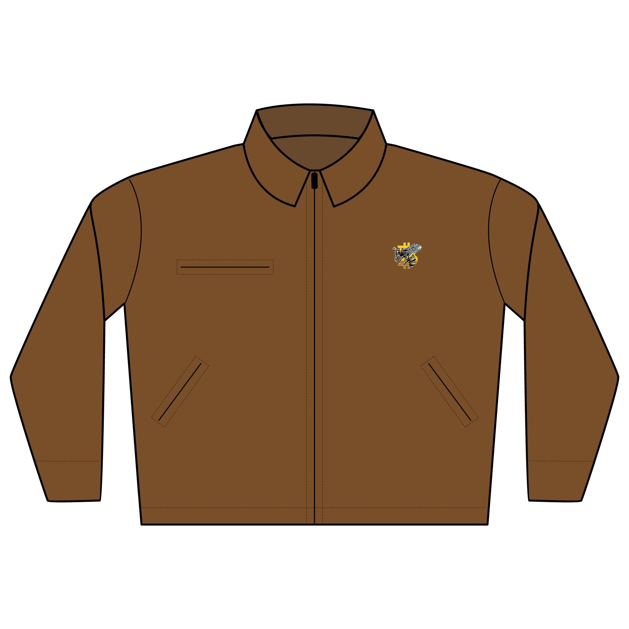 "B*WASP" Bitcoin Embroidered Work Jacket with Yellow Jacket Logo — Durable Duck Cloth Work Coat