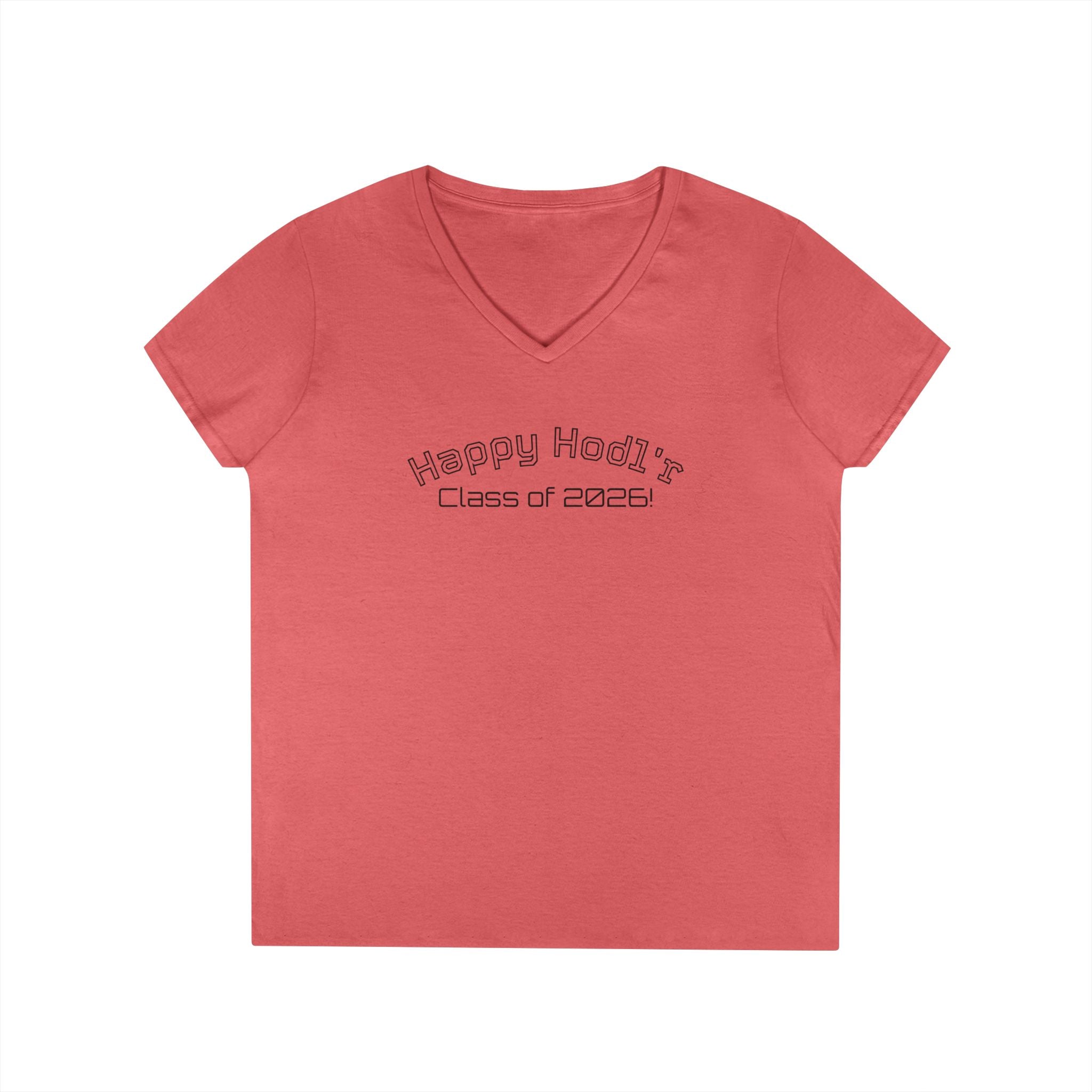 Happy Hodl'r Satsified Ladies V-Neck Tee - Funny Retro Text | Crypto Gift 120