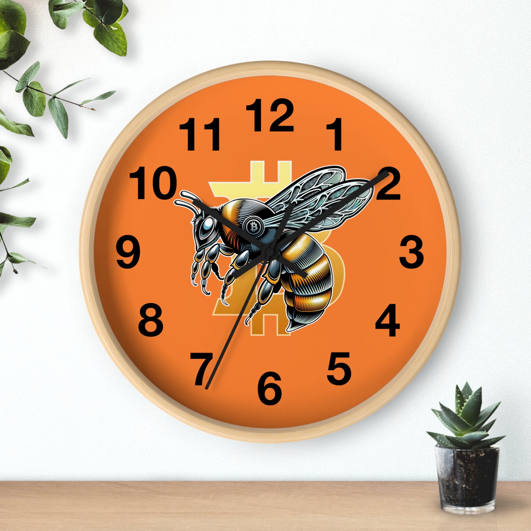 Bitcoin*Wasp Wall Clock — Retro Crypto Bee Clock for Home & Office | Crypto Gift