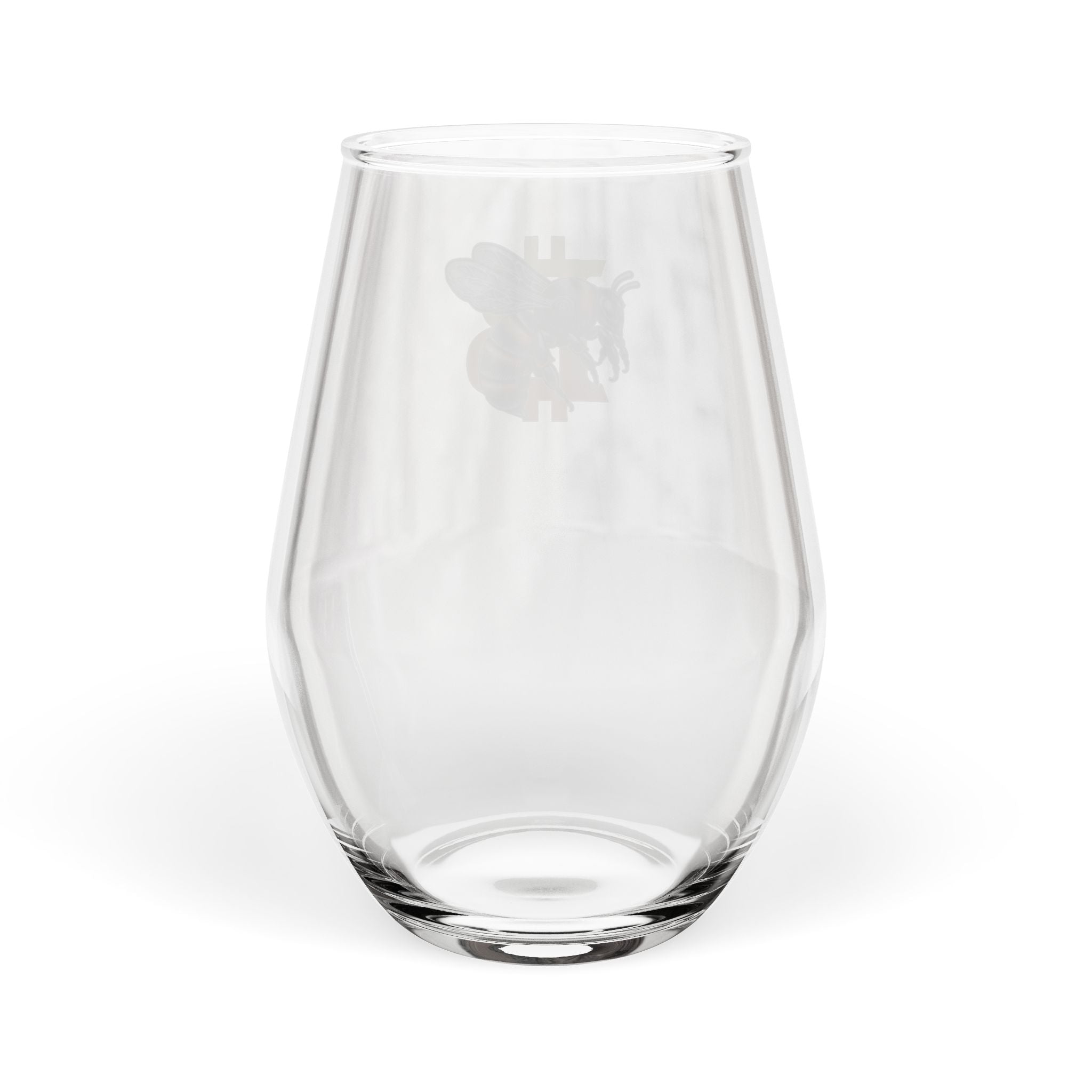 "CypherHornet-Bitcoin"  - Stemless Wine Glass - Vintage Campus Design, 11.75 oz  | Crypto Gift