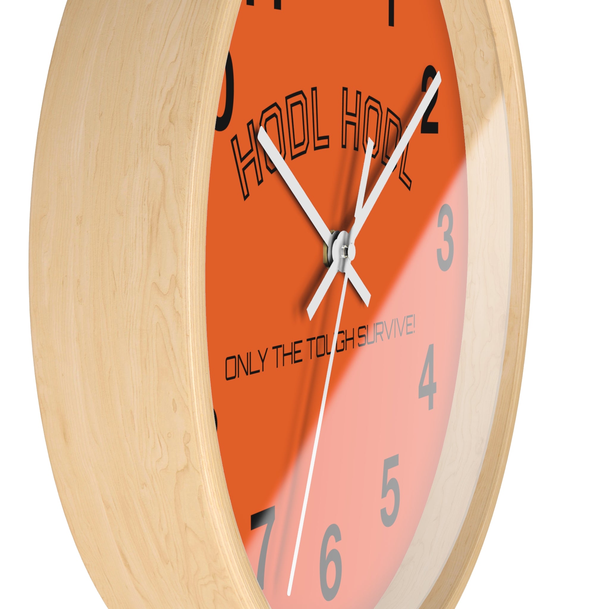 "HODL HODL * Only The Tough Survive * Bitcoin Bold Orange Wall Clock with Black Arms - Crypto Decor | Crypto Gift 200