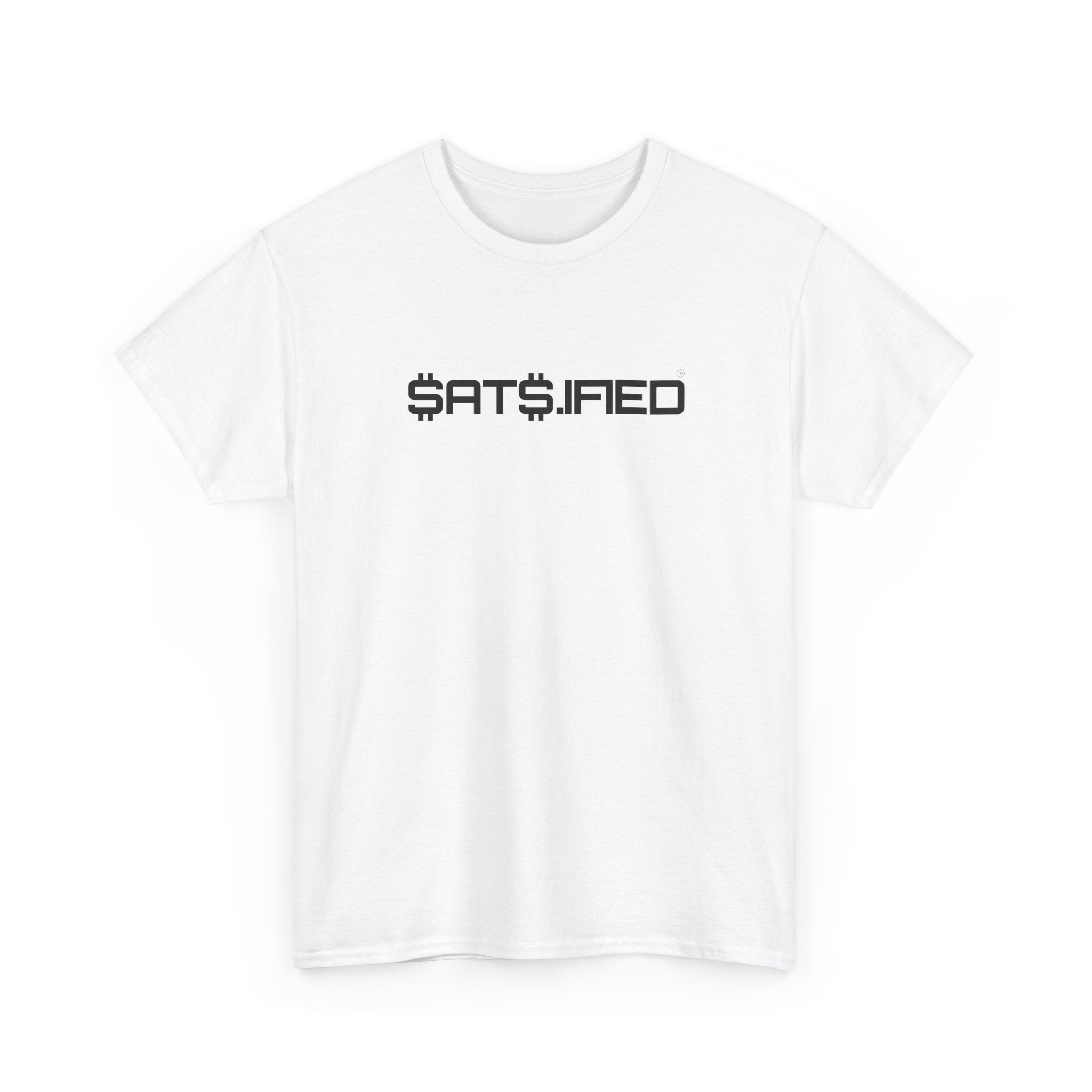 SATS.IFIED Minimalist Black Ink Graphic Tee — Futuristic Tech Typography T-Shirt