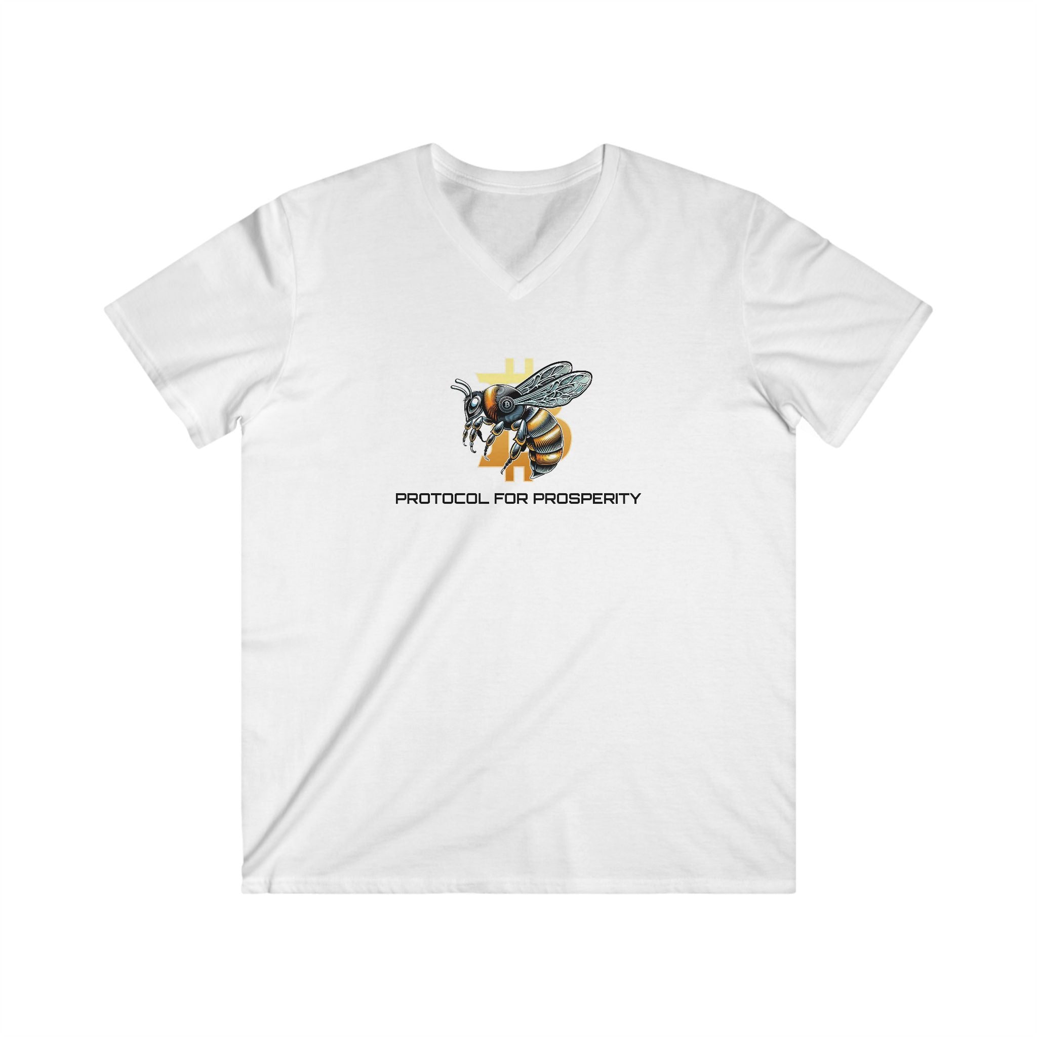 CypherHornet/Bitcoin PROTOCOL FOR PROSPERITY | V-Neck Tee - Honeycomb Rustic Bee Shirt | Crypto Gift 115