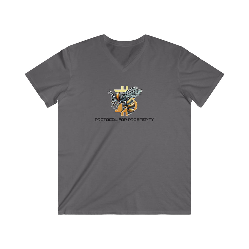 CypherHornet/Bitcoin PROTOCOL FOR PROSPERITY | V-Neck Tee - Honeycomb Rustic Bee Shirt | Crypto Gift 115