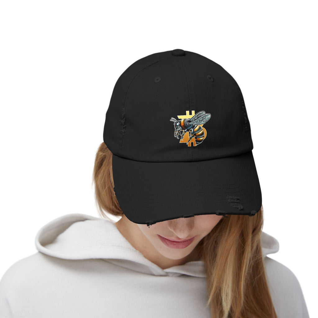 "CypherHornet-Bitcoin" Distressed Unisex Ball Cap |Crypto gift