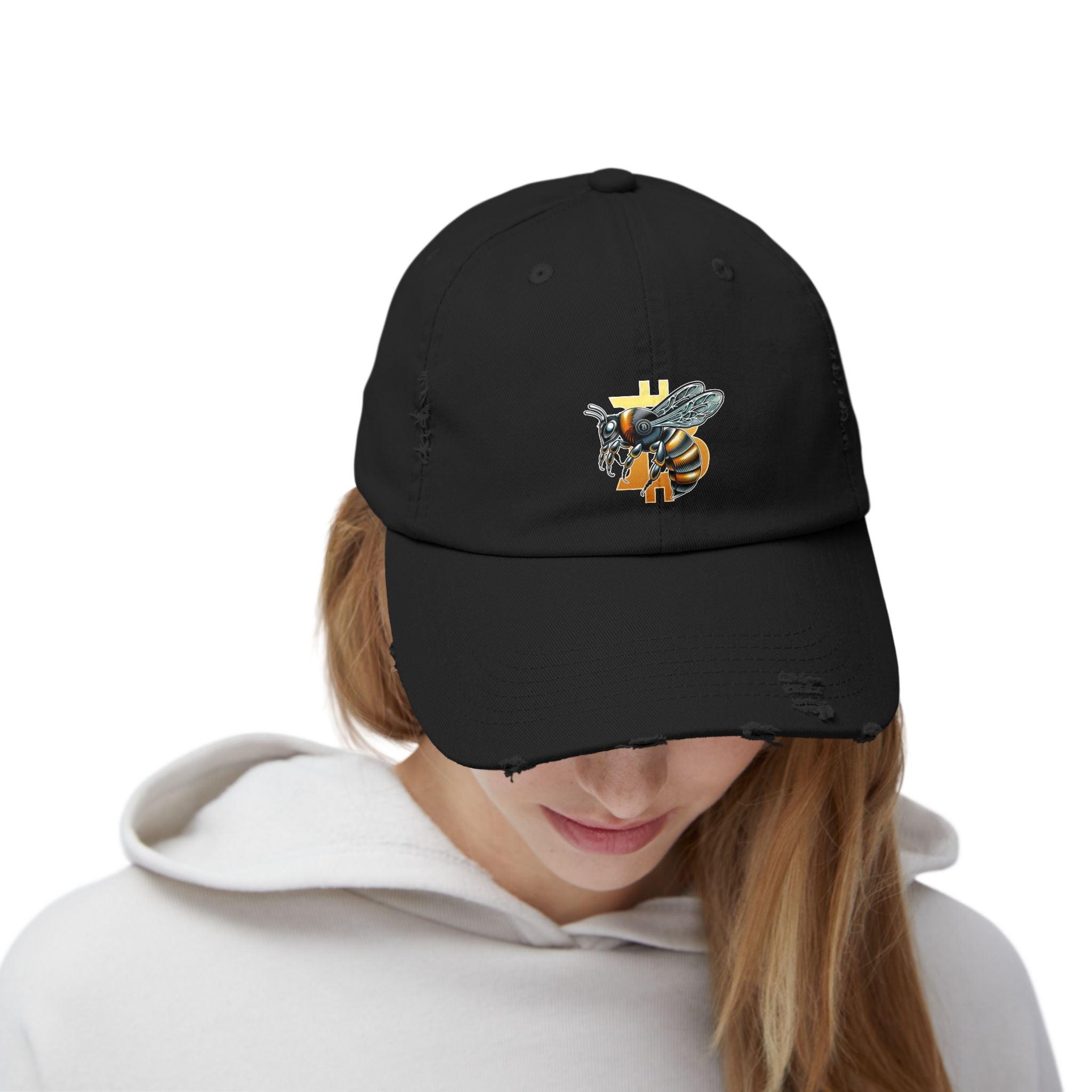 "CypherHornet-Bitcoin" Distressed Unisex Ball Cap |Crypto gift