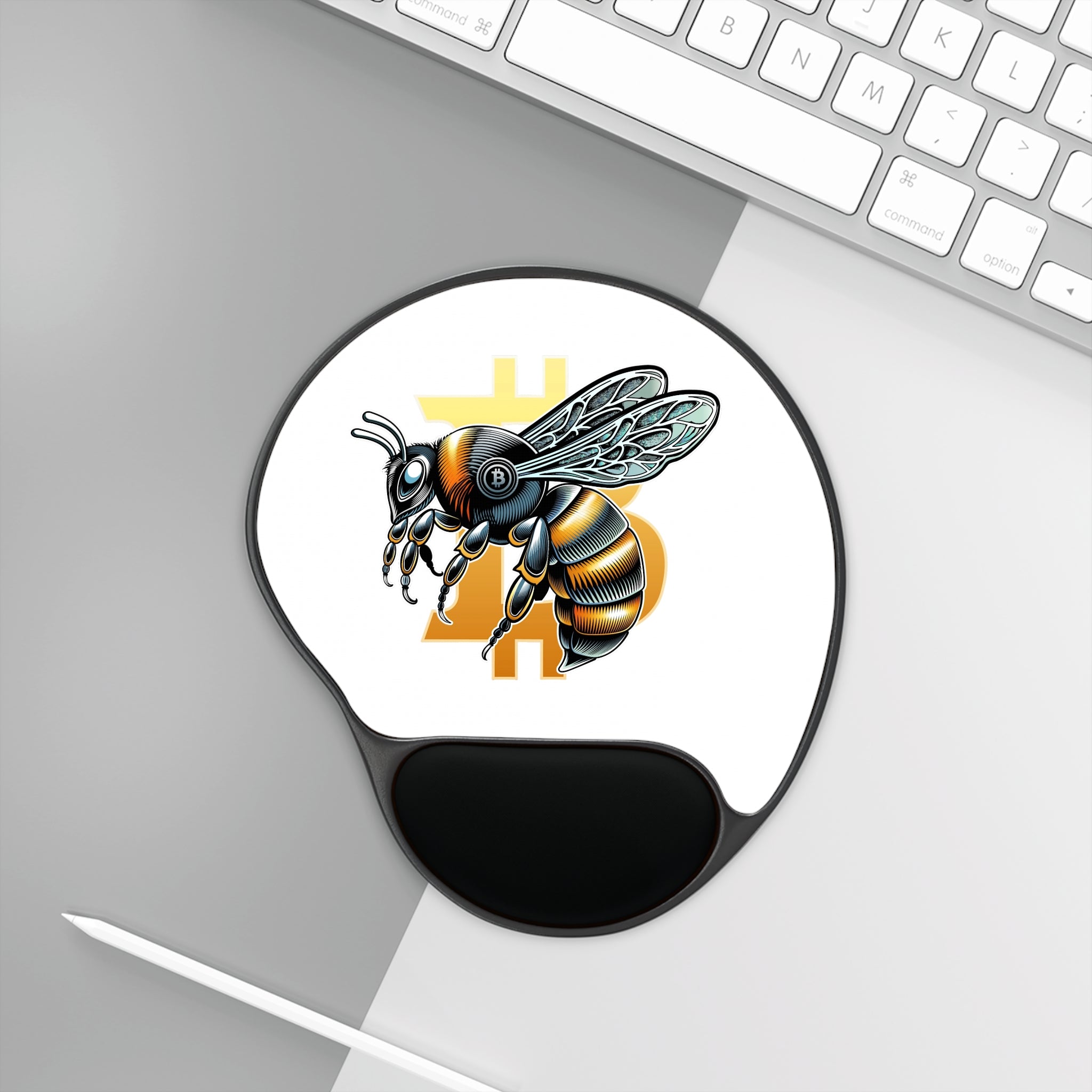 Bitcoin-Wasp Mouse Pad with Wrist Rest — Desk Pad | Crypto Gift