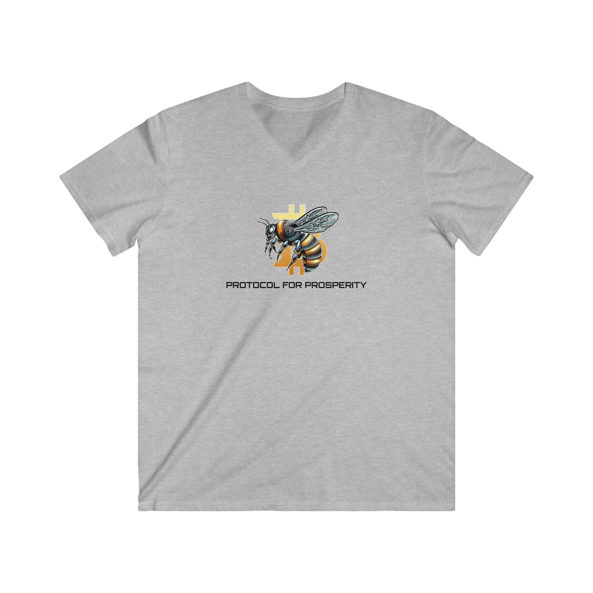 CypherHornet/Bitcoin PROTOCOL FOR PROSPERITY | V-Neck Tee - Honeycomb Rustic Bee Shirt | Crypto Gift 115