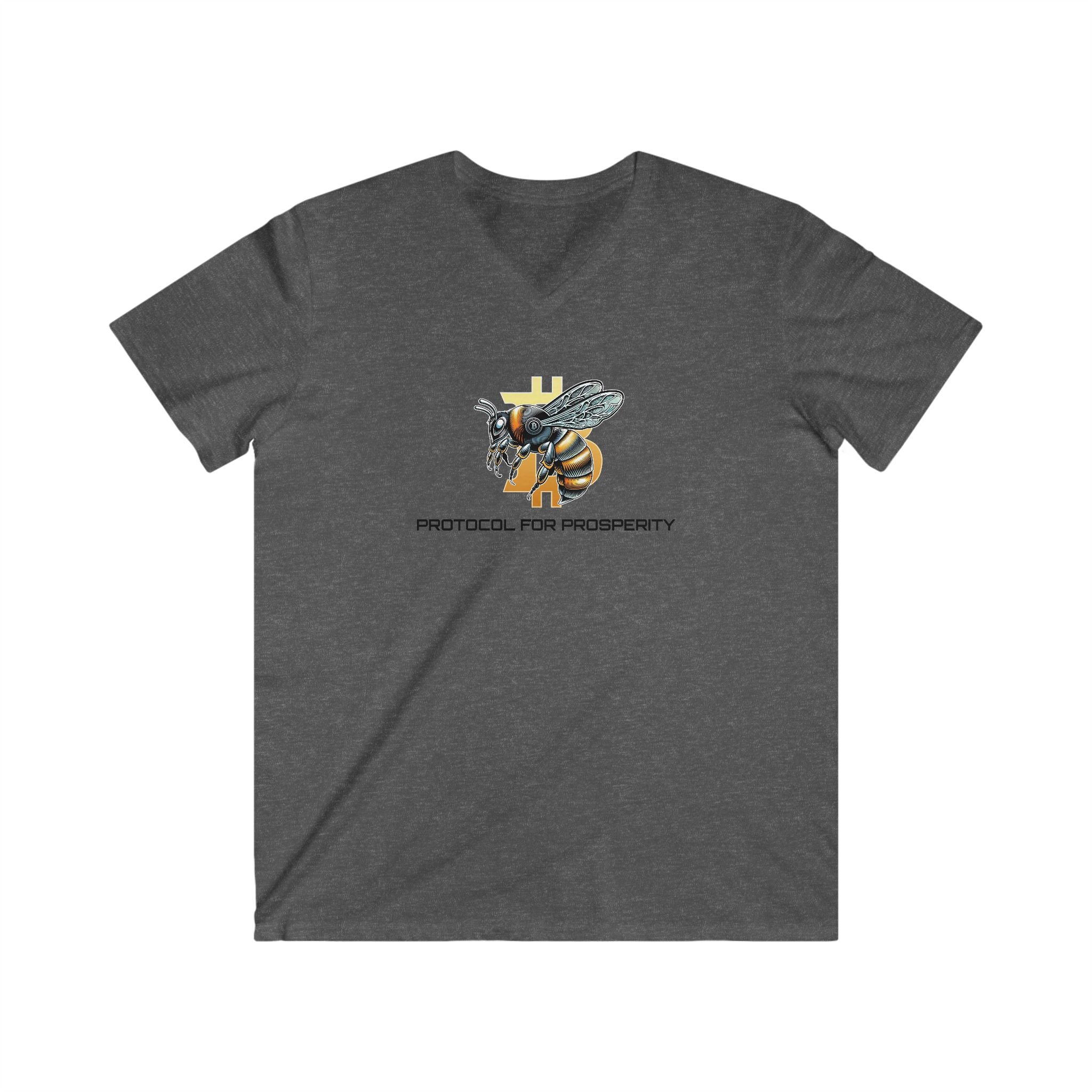 CypherHornet/Bitcoin PROTOCOL FOR PROSPERITY | V-Neck Tee - Honeycomb Rustic Bee Shirt | Crypto Gift 115