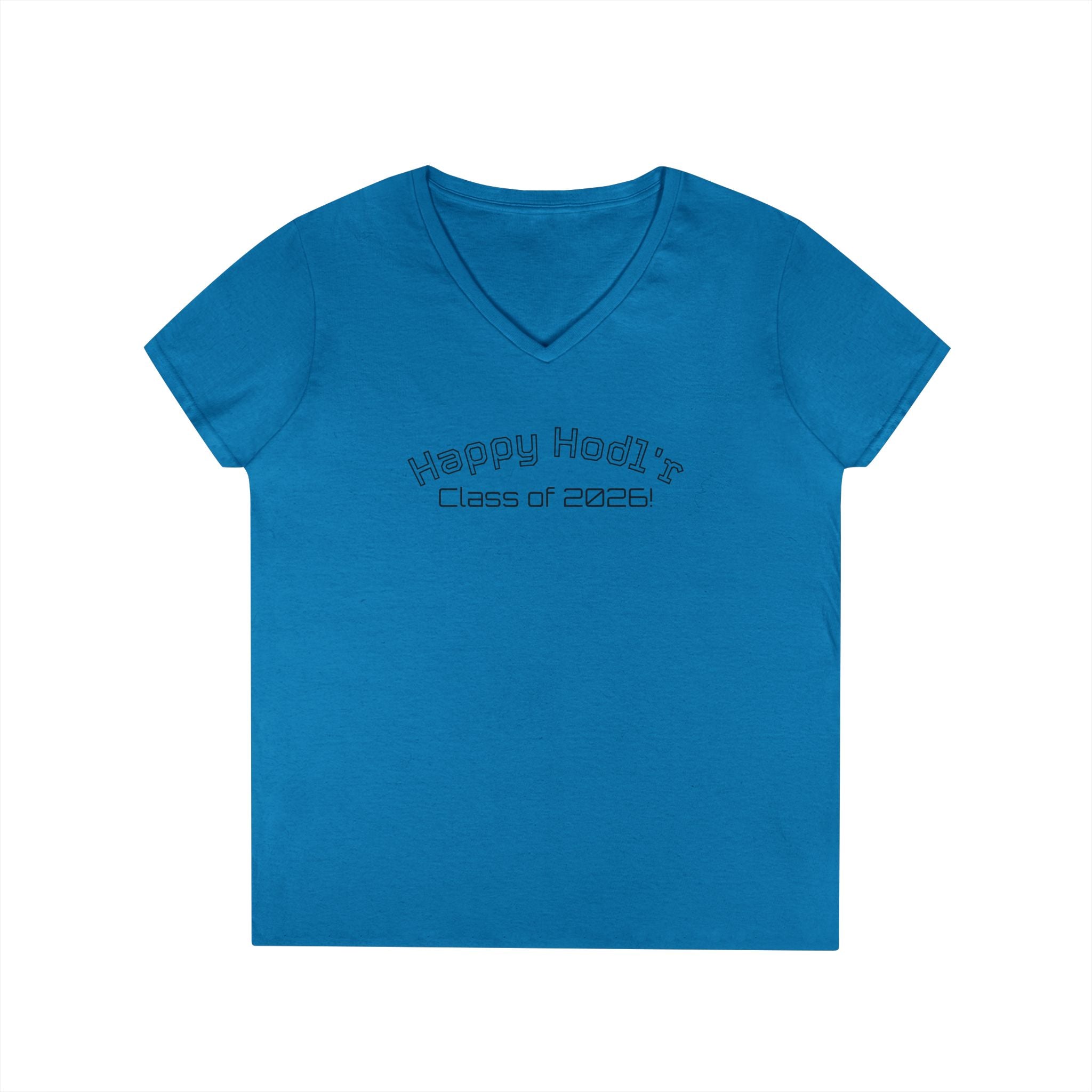 Happy Hodl'r Satsified Ladies V-Neck Tee - Funny Retro Text | Crypto Gift 120
