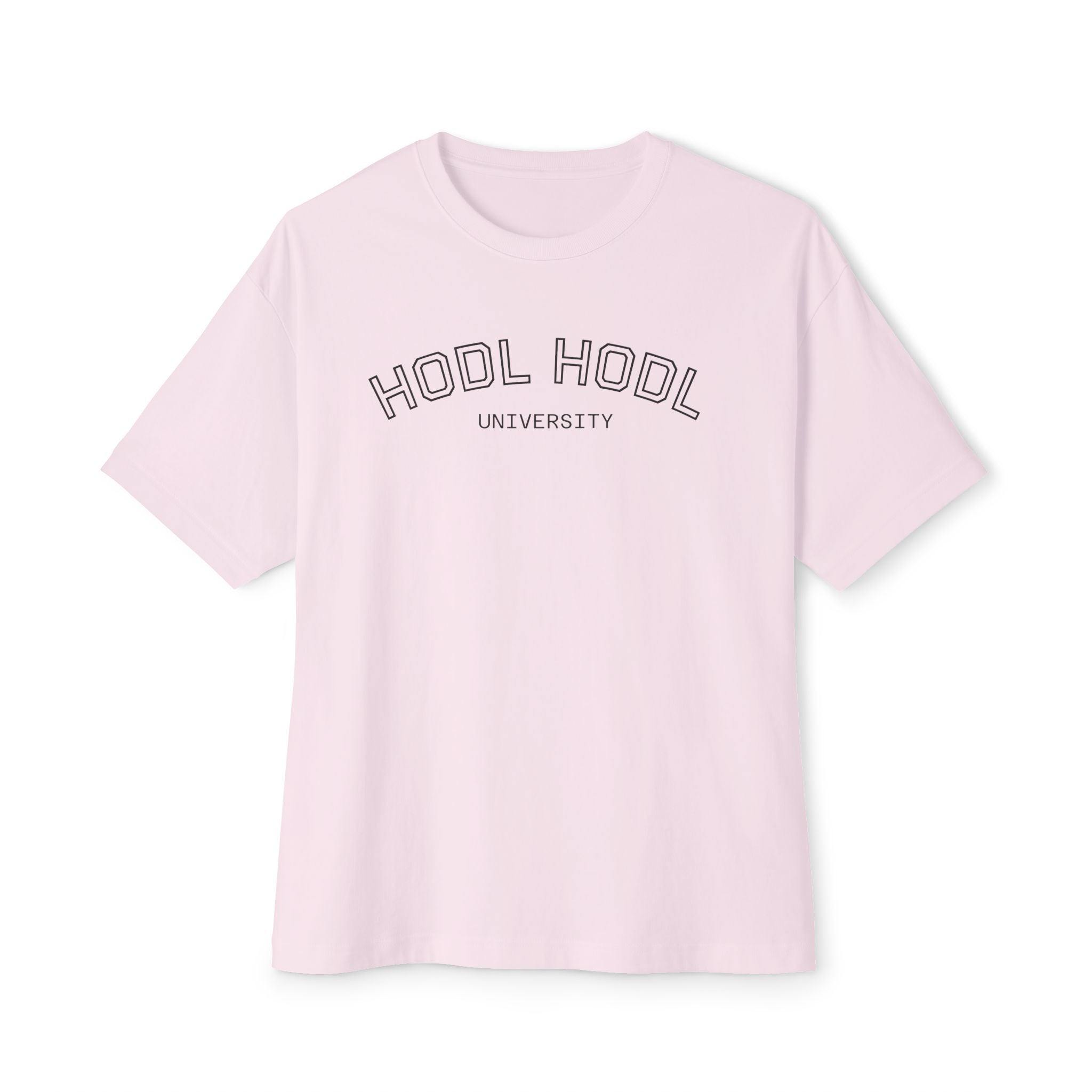 "HODL HODL" University BITCOIN Tee — Oversized Boxy Graphic | Crypto Gift