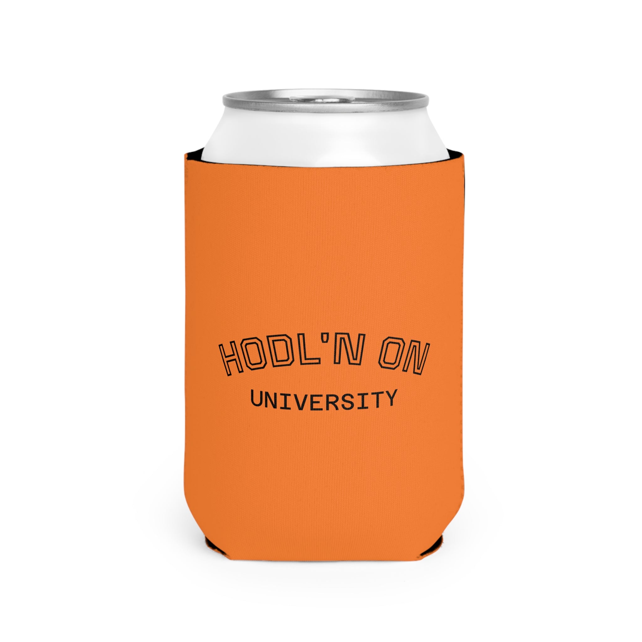 HODL'N ON University Can Cooler Sleeve — Orange Neoprene Beer Koozie