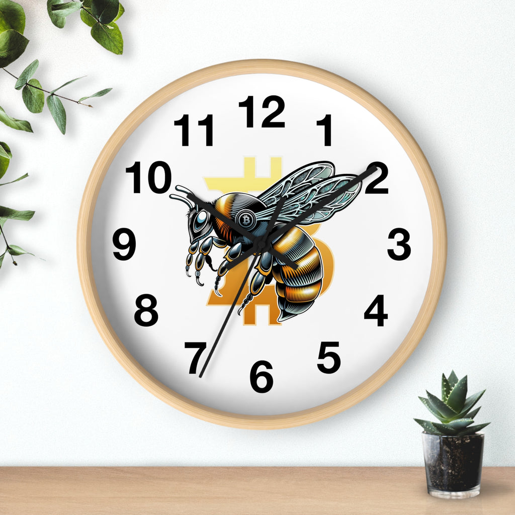 Bitcoin/CypherHornet  -  Decorative White Wall Clock for Home Office or Shop | Black Hands | Crypto Gift 202