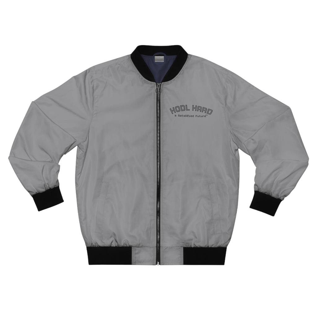 "HODL HARD . a SatsOfied Future" | Bitcoin Bomber Jacket — Men's Lightweight Streetwear | Crypto Gift 5
