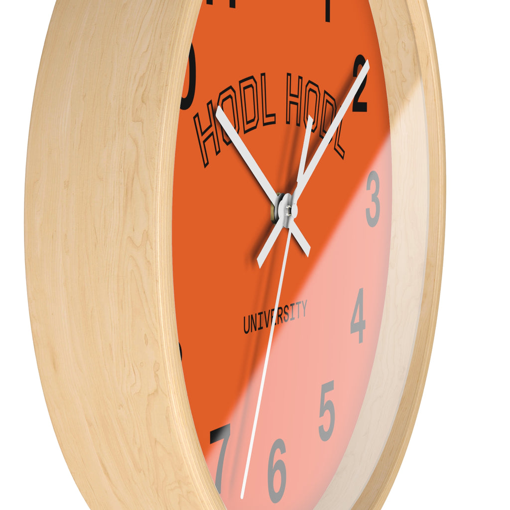 HODL HODL University Wall Clock — Bold Orange Crypto Decor