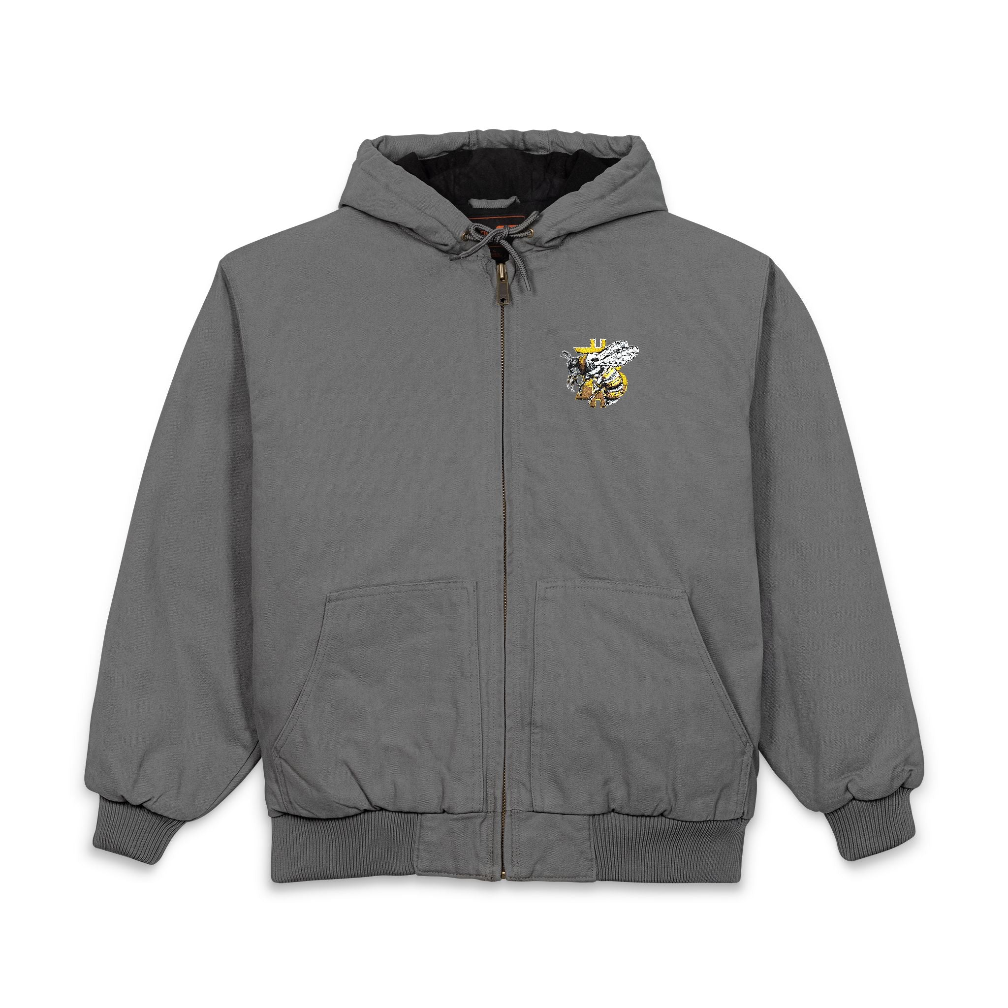 "CypherHornet-Bitcoin" Embroidered Work Jacket — CornerStone Duck Cloth Hooded Coat | Crypto Gift